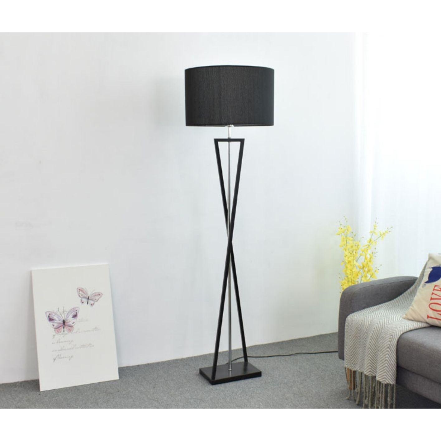 Modern Black Floor Lamp with Adjustable Height - Elegant Home & Office Lighting for Living Room, Bedroom, or Study