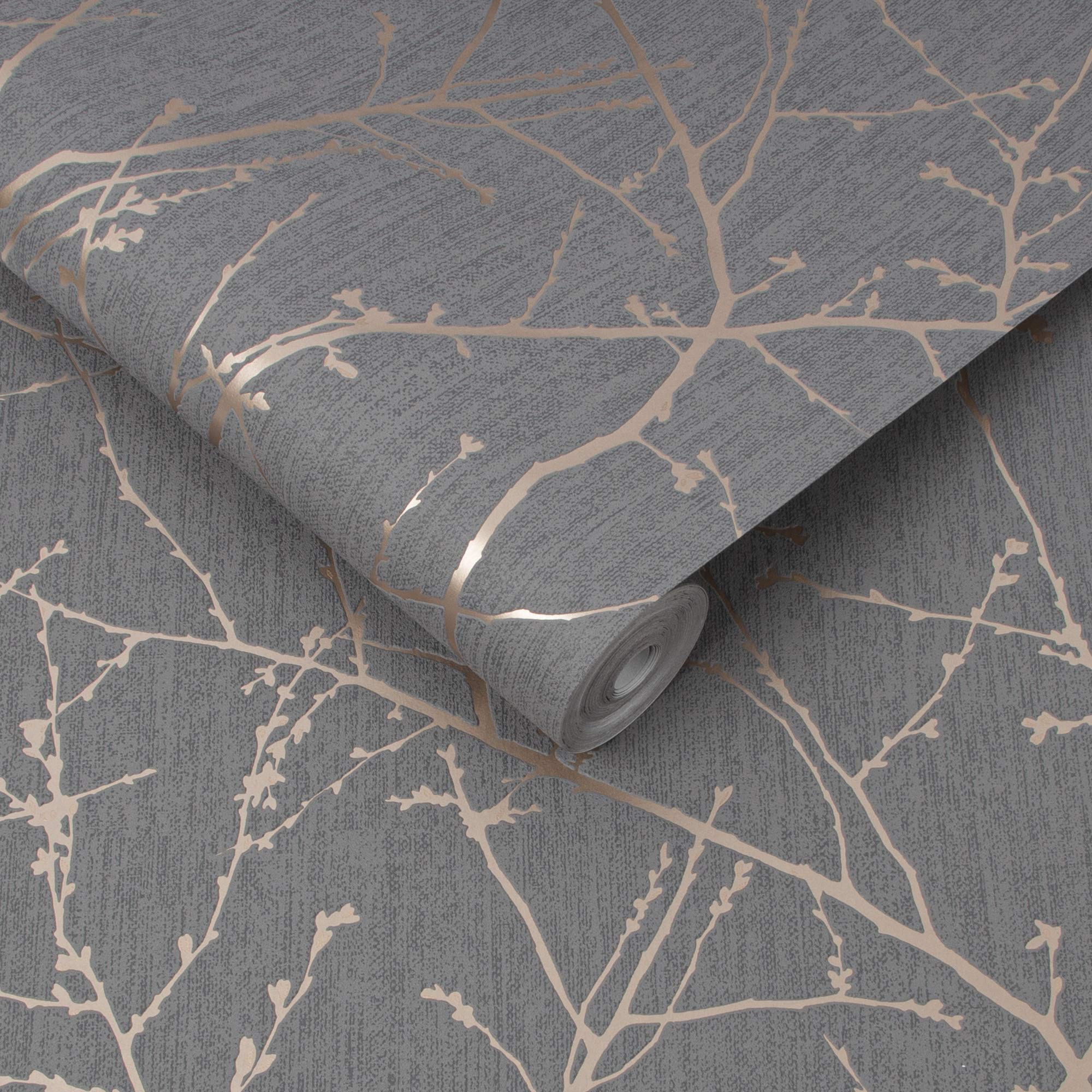 Graham & Brown Innocence Charcoal and Copper Peel & Stick Wallpaper - Modern Metallic Geometric Design for Living Room, Bedroom, or Office Decor