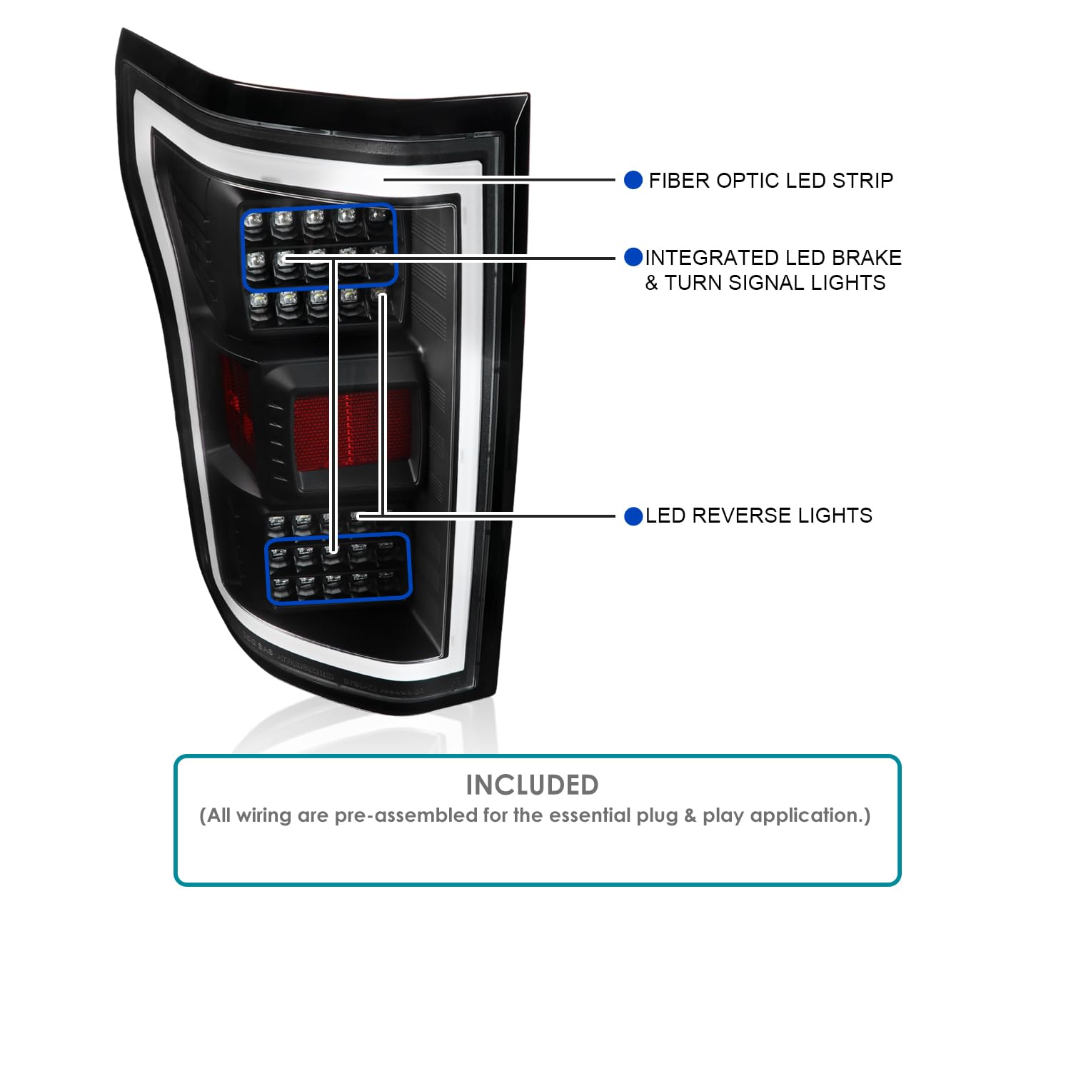 Spec-D Tuning Black LED Tail Lights with Light Bar - Compatible with 2018-2020 Ford F-150 (Left & Right Pair) - Upgrade Your Truck's Style & Visibility for Night Driving & Custom Look