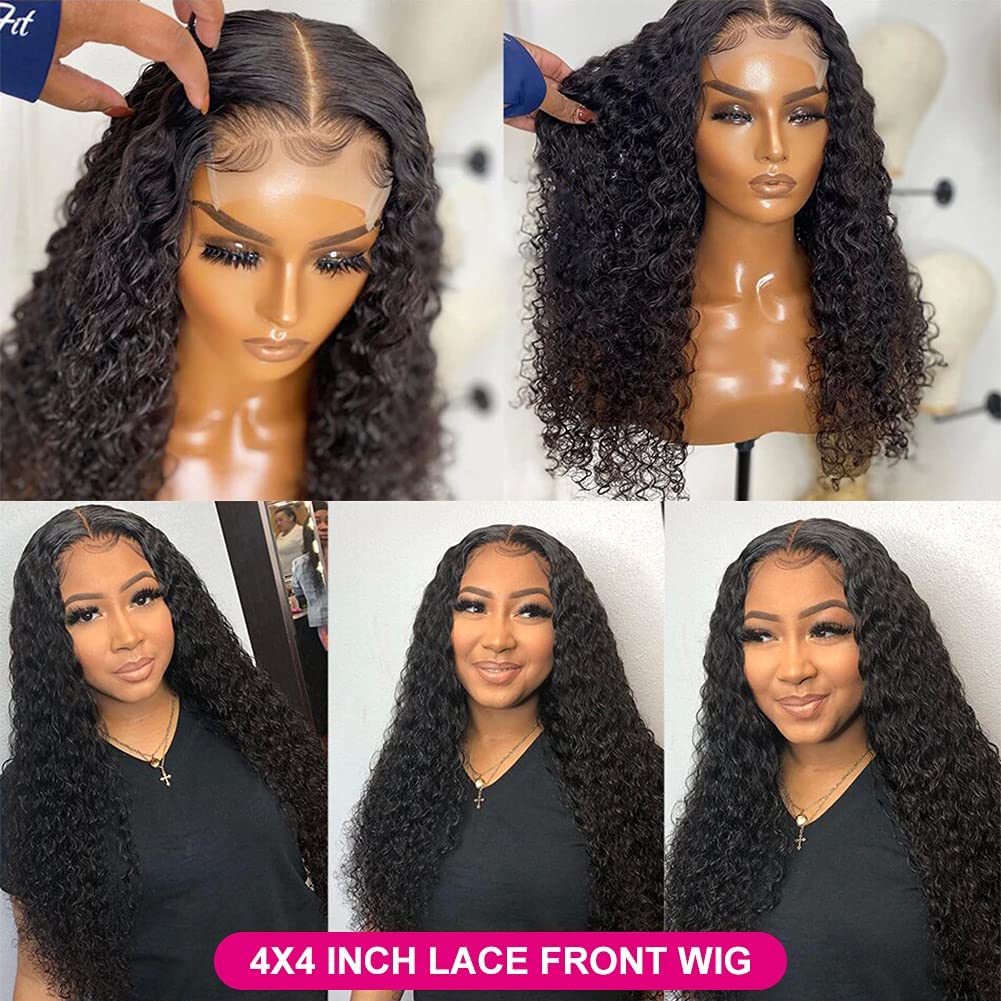 Eooma 26 Inch Curly Lace Front Wigs Human Hair for Black Women - 4x4 Lace Closure, 150% Density, Natural Black Color, Pre-Plucked with Baby Hair - Perfect for Daily Wear, Parties & Special Occasions