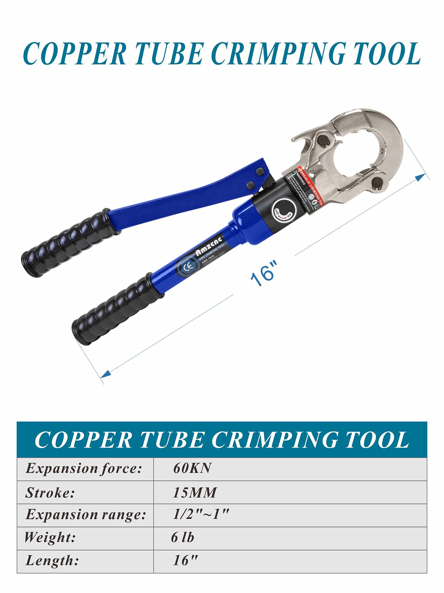 AMZCNC Copper Tube Fittings Hydraulic Pipe Crimping Tool - 1/2
