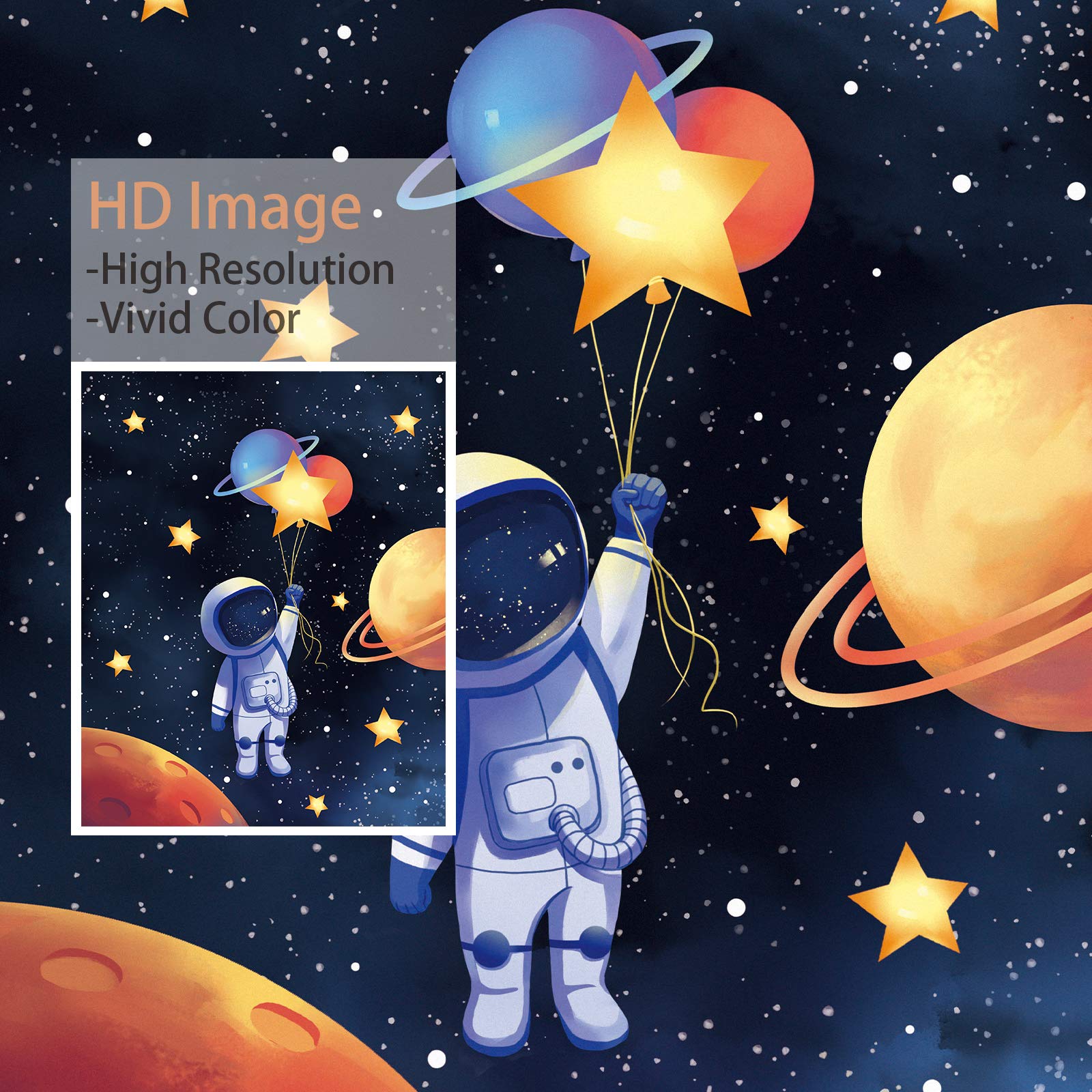 3-Piece Space Astronaut Canvas Wall Art Set - Solar System & Rocket Themed Posters for Boys' Room Decor | Perfect for Game Rooms, Bedrooms & Kids' Space-Themed Nursery
