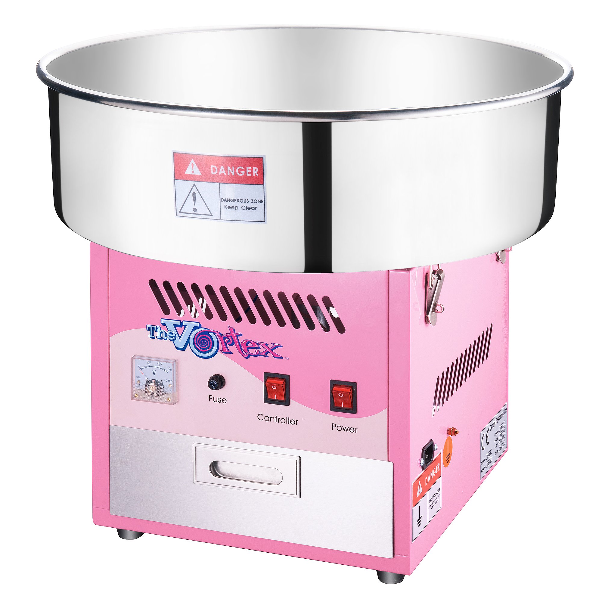 Great Northern Popcorn Pink Cotton Candy Machine – 1000W Commercial-Grade Vortex Floss Maker with Stainless-Steel Bowl | Uses Sugar or Hard Candy | Perfect for Birthday Parties, Carnival Events & Home Treats