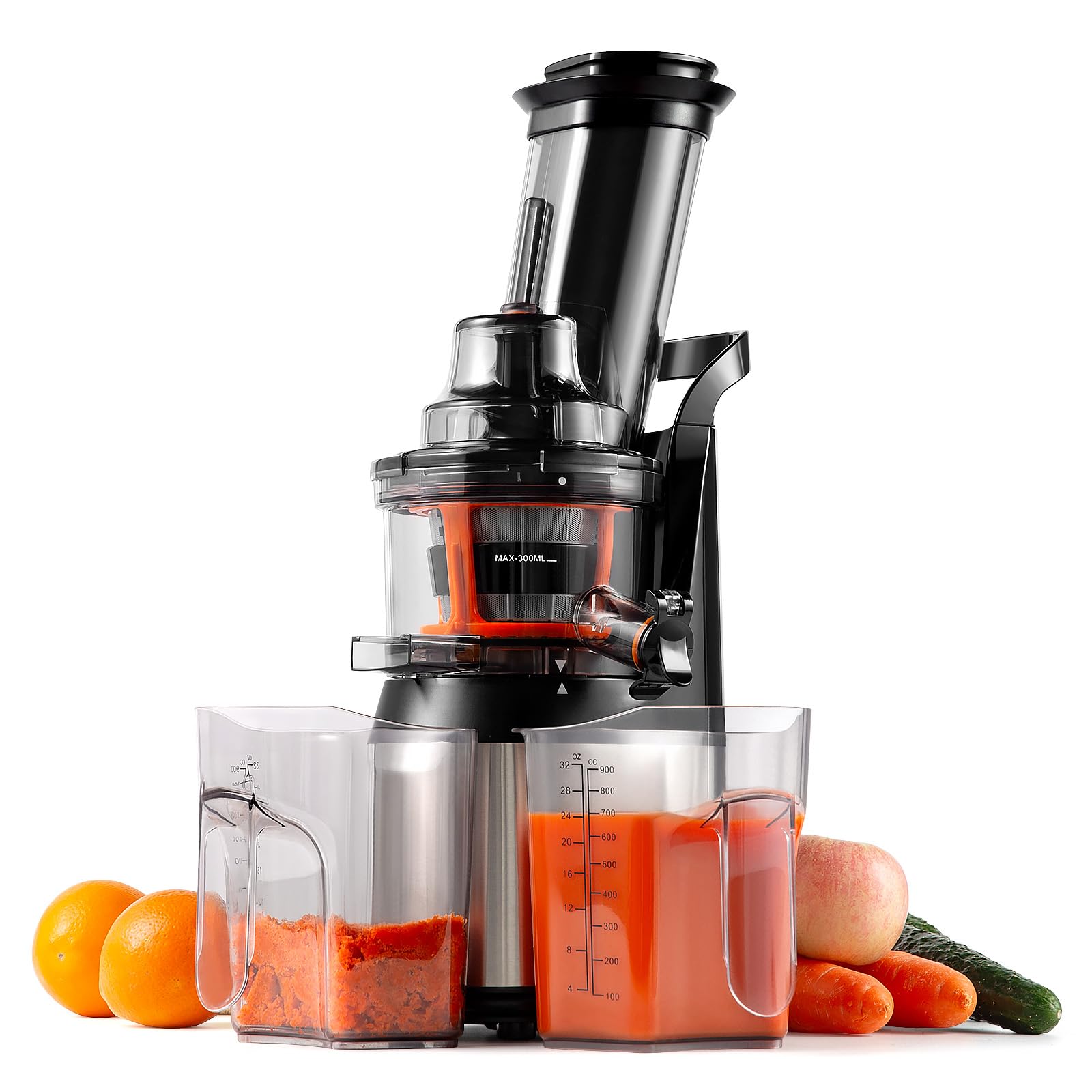 Ventray Cold Press Juicer - 240W Slow Masticating Juicer Machine with 3-inch Large Feed Chute for Whole Fruits & Vegetables, High Juice Yield, Easy to Clean - Perfect for Healthy Juicing, Detox Drinks, and Raw Food Diets at Home