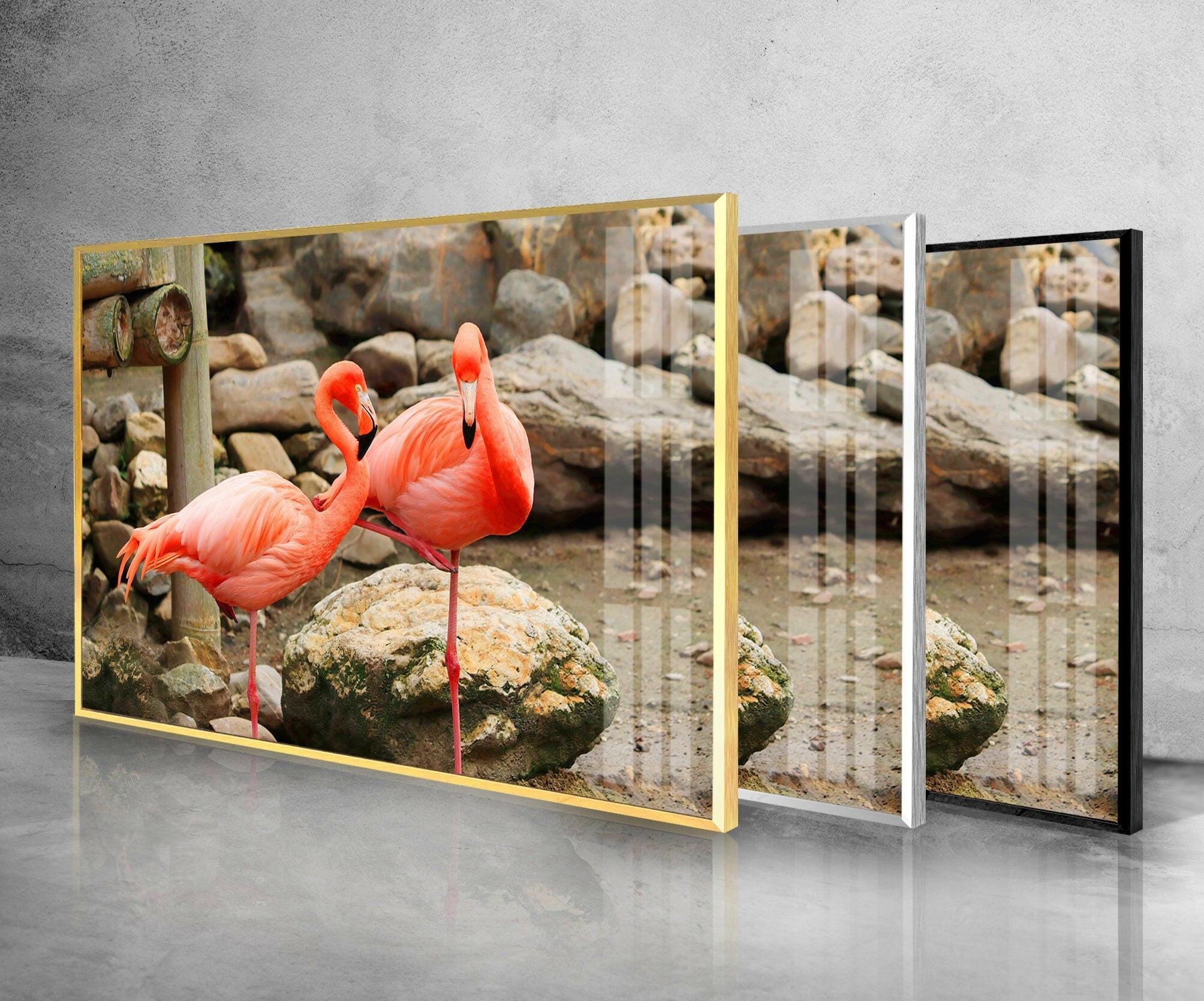 American Flamingo Glass Wall Art - Handmade Tropical Decor for Living Room, Bedroom & Office - Perfect for Coastal, Boho & Modern Home Decor