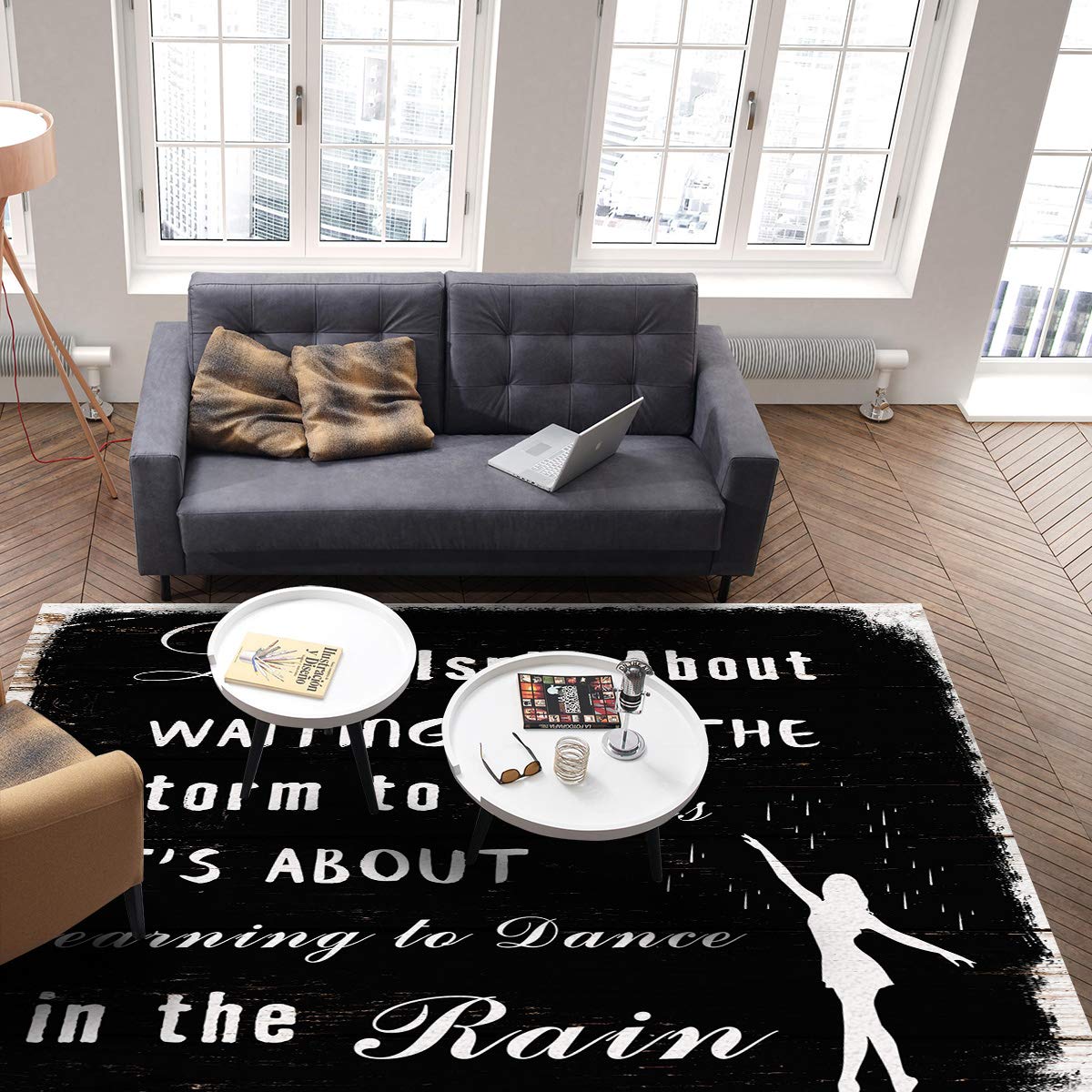 5' x 7' Large Area Rugs for Living Room & Bedroom - Positive Words Life Blackboard Design Modern Throw Carpet, Non-Slip Nursery Floor Cover for Kids, Kitchen Runner Mat - Perfect for Home Decor, Playrooms & Dance Practice Areas