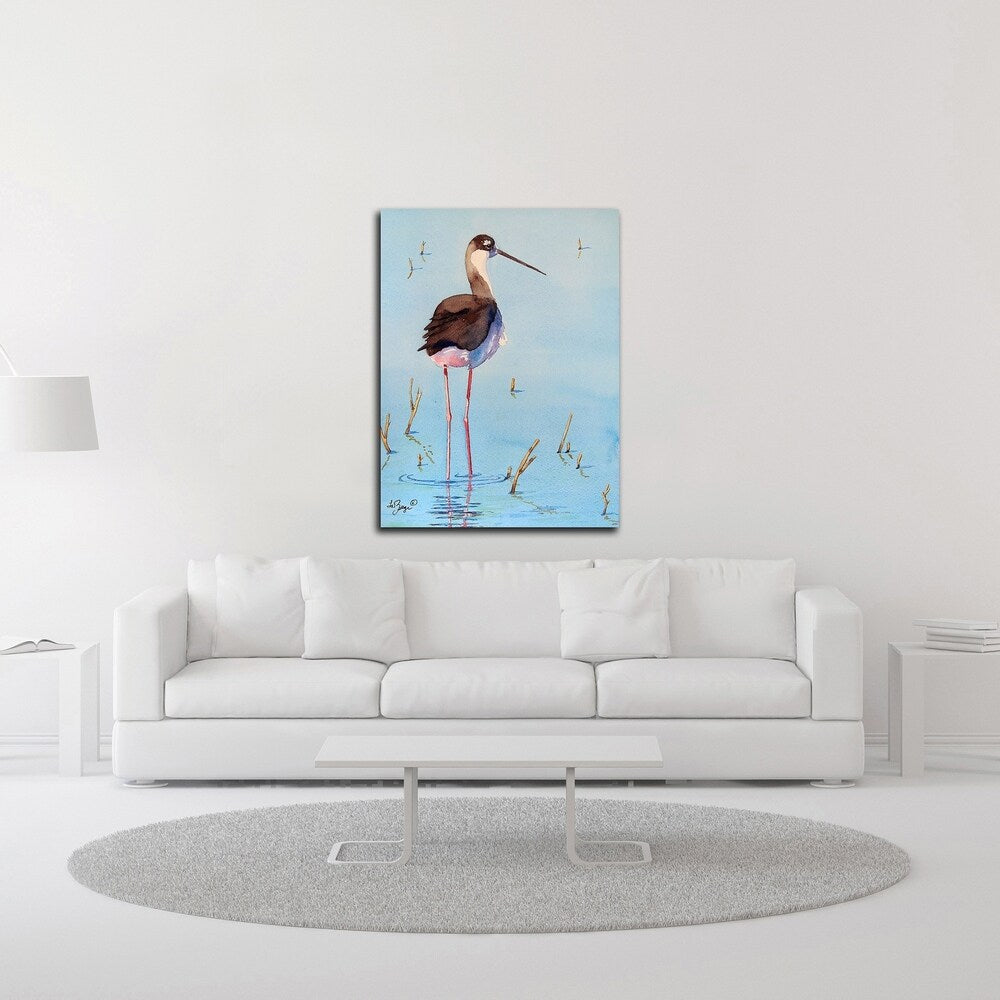 Black Neck Stilt III by Nancy LaBerge Muren - Premium Canvas Art Print - Ready to Hang Wall Decor - Perfect for Living Room, Bedroom & Office Decorations