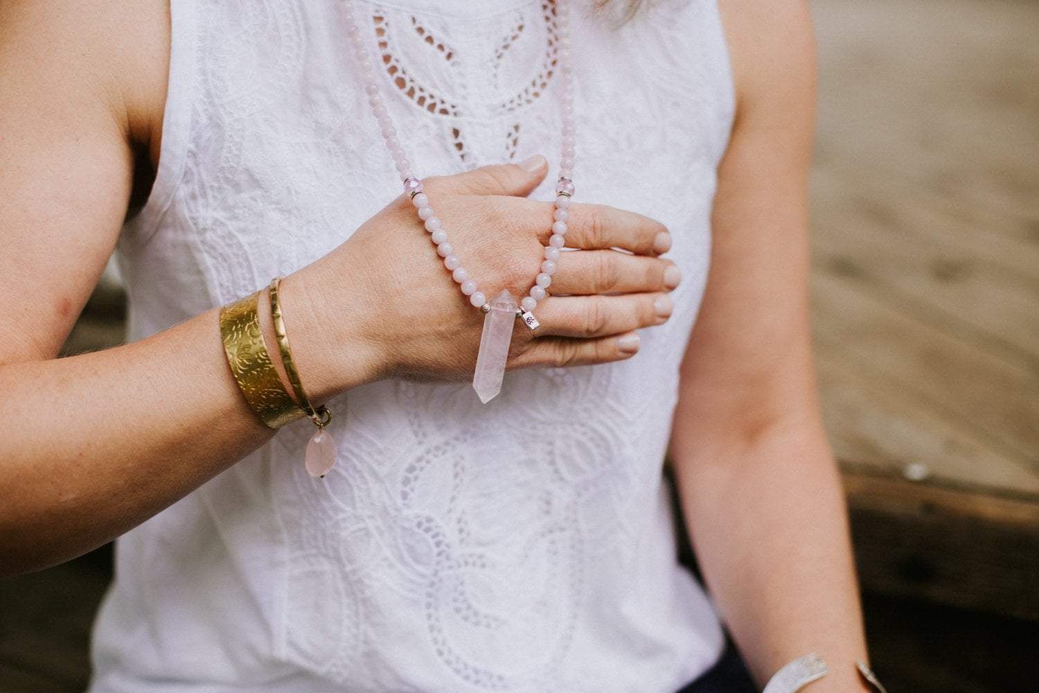 Healing Heart Chakra Crystal Mala Beads - 108 Meditation Prayer Necklace for Positive Energy & Emotional Balance | Perfect for Yoga, Reiki & Spiritual Healing