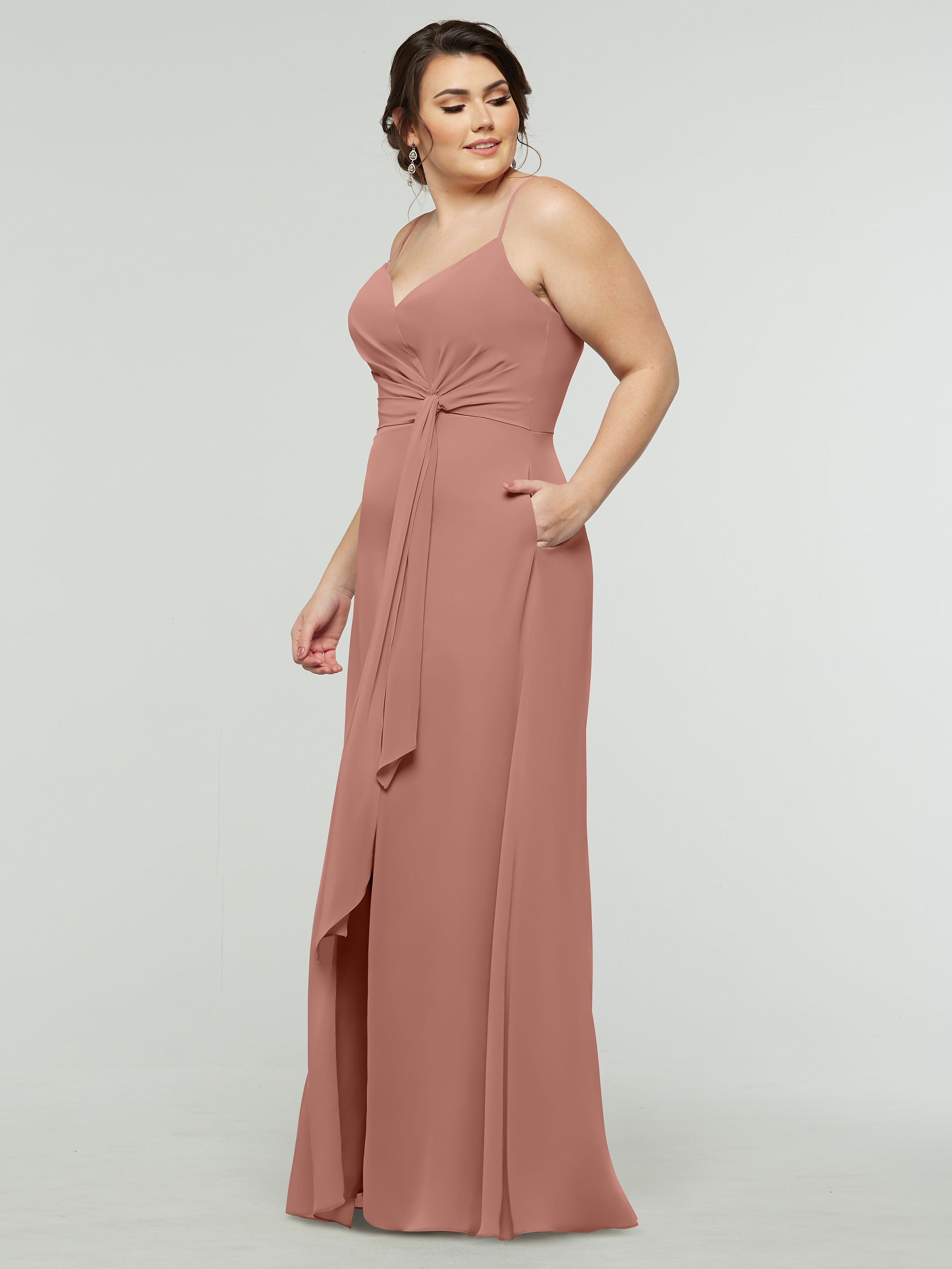 Elegant 80182 Chiffon A-Line Bridesmaid Dress with V-Neck & Spaghetti Straps - Perfect for Weddings, Prom, Formal Events & Special Occasions