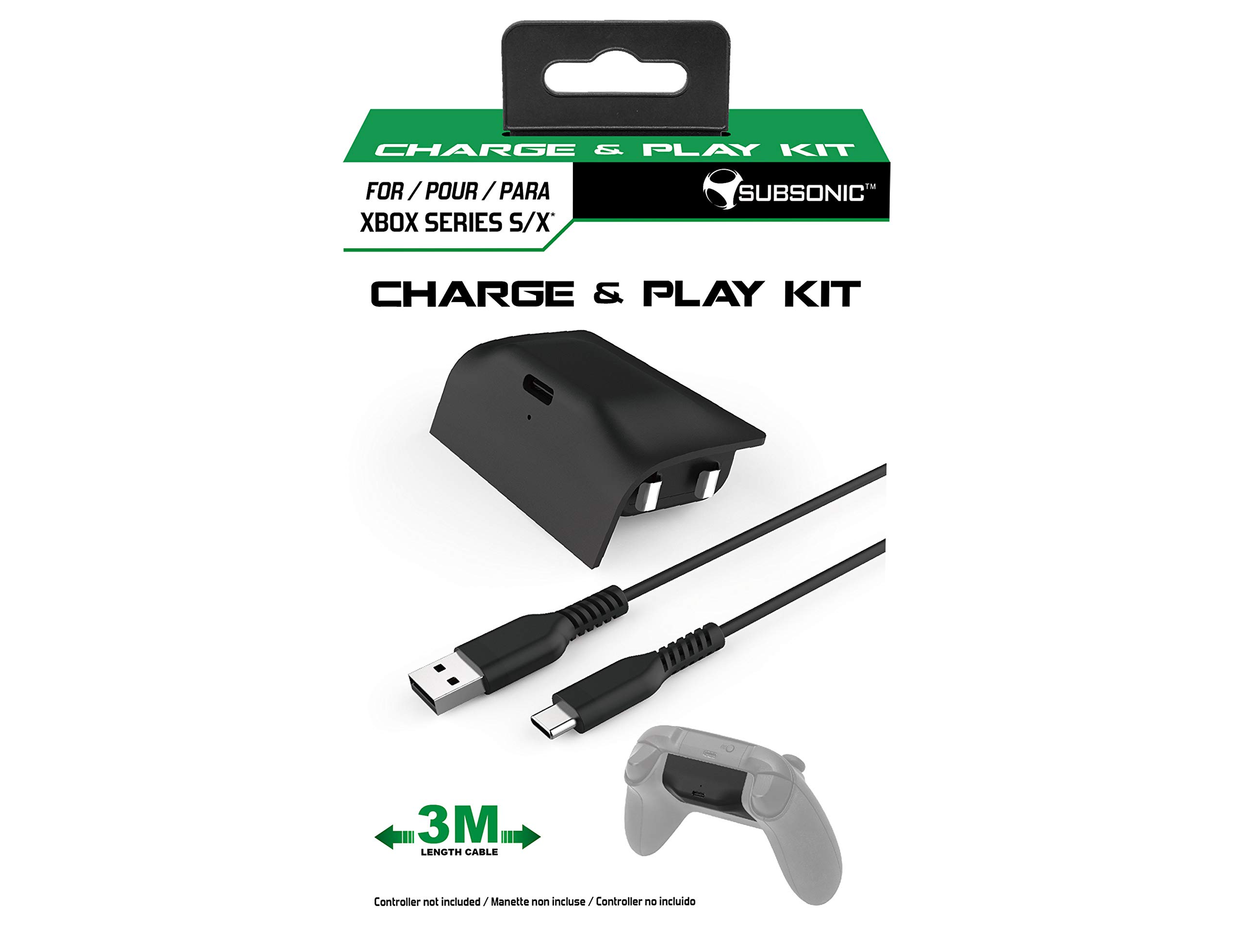 Xbox Series X/S Controller Rechargeable Battery Kit with 3m USB-C Cable - Compatible with Nintendo Switch - Perfect for Gaming & Long Play Sessions
