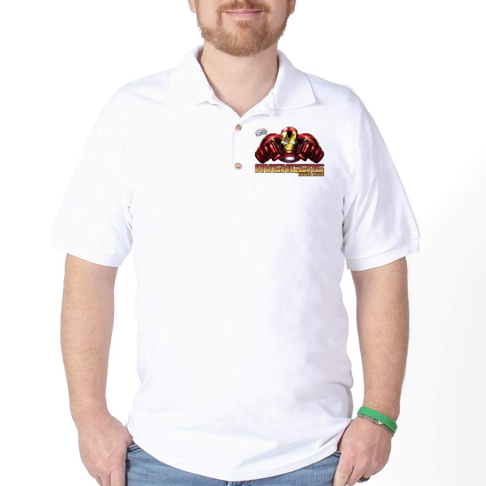 Iron Man Fists Design Golf Polo Shirt - Marvel Superhero Themed Men's Performance Golf Shirt - Perfect for Golfing, Casual Wear, and Comic Con Events