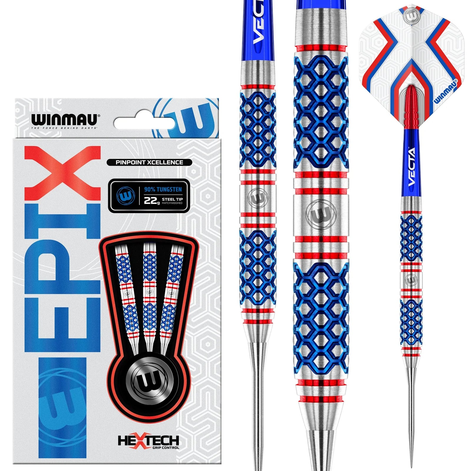 WINMAU Epix Darts - 90% Tungsten Steel Professional Darts Set (22g) for Precision Throwing - Perfect for Bars, Home Game Rooms & Competitive Tournaments