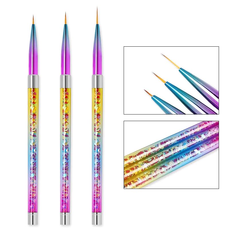 Premium Nail Art Liner Brushes Set - 3 Piece Professional Fine Tip Paint Brushes for Acrylic & Gel Nail Designs - Perfect for Salon, Home Manicure & DIY Nail Art