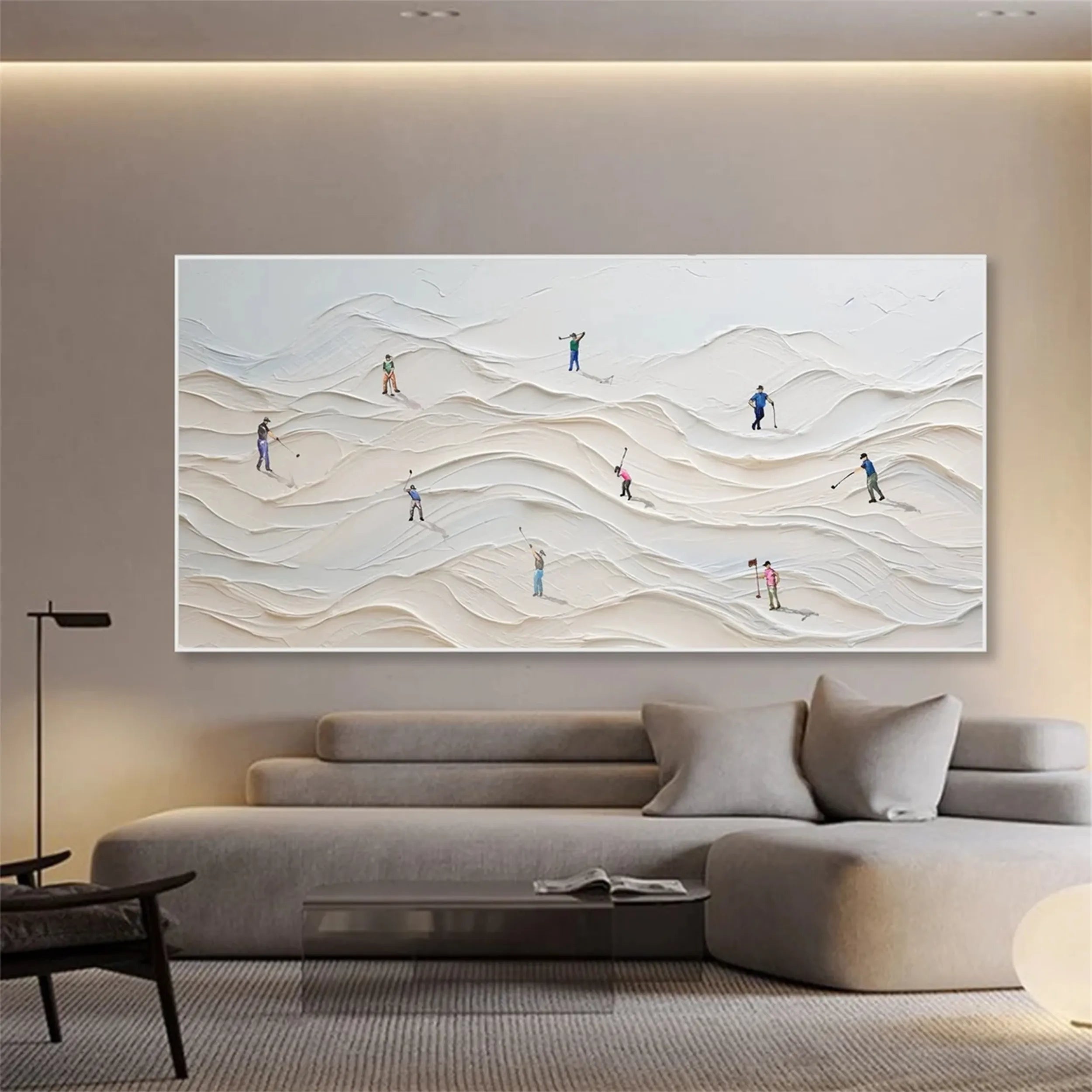 Premium Skiing Sport Art Textured Canvas Painting - Winter Sports Wall Decor for Home & Office (Style #MM215) | Perfect for Ski Lodge, Mountain Cabin & Sports Enthusiast Gifts