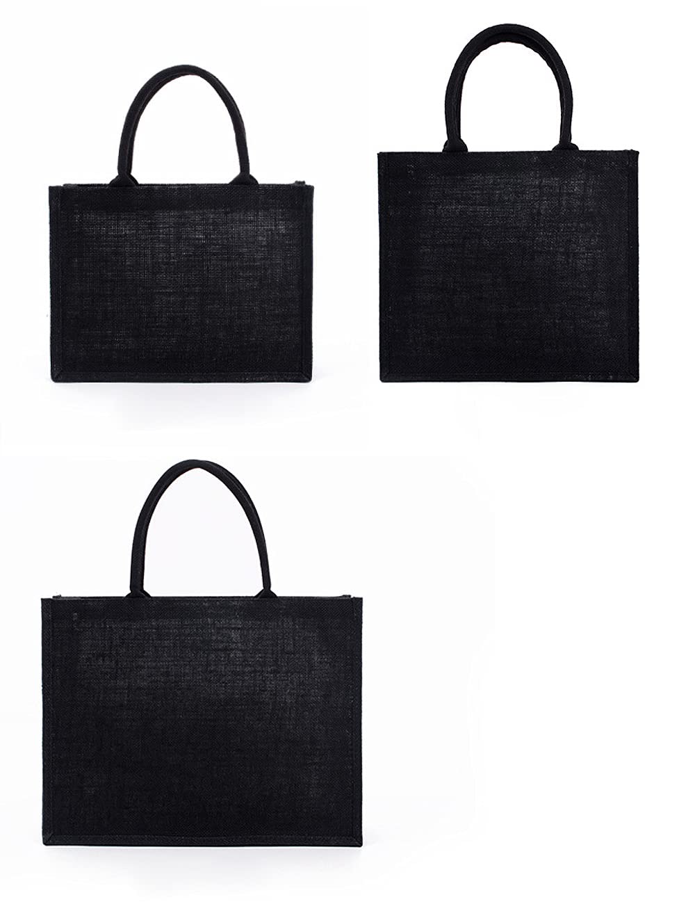 Eco-Friendly Black Burlap Tote Bag with Reinforced Handles - Reusable Jute Shopping Bag for Wedding Favors, Groceries & Daily Use | Perfect for Farmers Market, Beach Trips & Sustainable Lifestyle