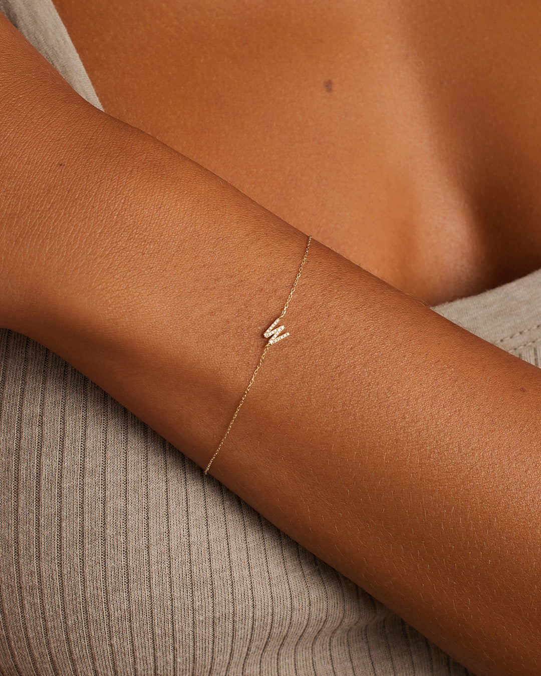 Diamond Pavé Alphabet Bracelet - Personalized Initial Letter Bracelet for Women, Sterling Silver or Gold Plated, Elegant Gift for Birthday, Anniversary, Valentine's Day | Perfect for Everyday Wear & Special Occasions