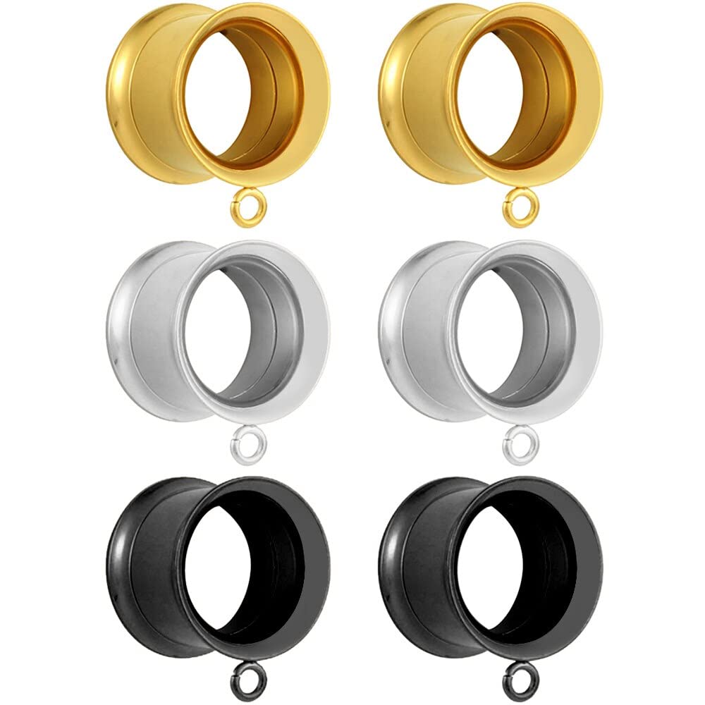 LADEMAYH 3 Pairs Stainless Steel Ear Gauges & Plugs for Men and Women - DIY Stretching Tunnels for Ear Piercing Jewelry - Perfect for Daily Wear, Parties, and Alternative Fashion Styles