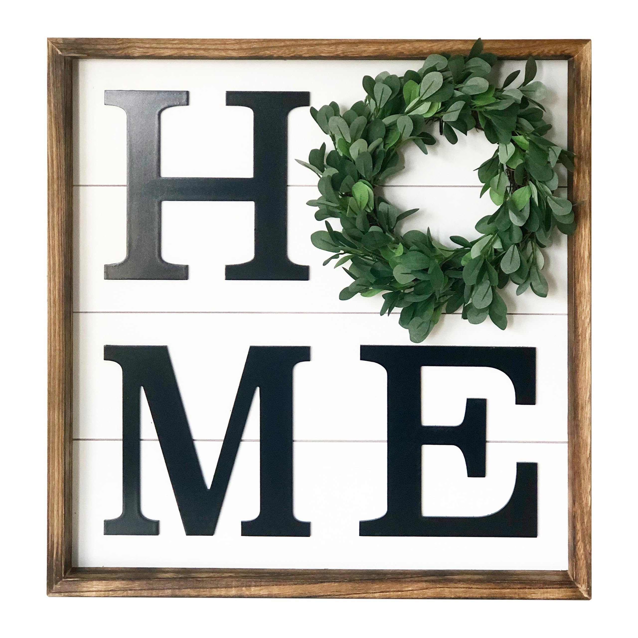 Rustic Farmhouse Home Sign with Wreath Frame - Stylish Wall Decor for Living Room, Entryway & Kitchen - Perfect for Farmhouse Style Homes & Cozy Interior Design | Foundations Decor