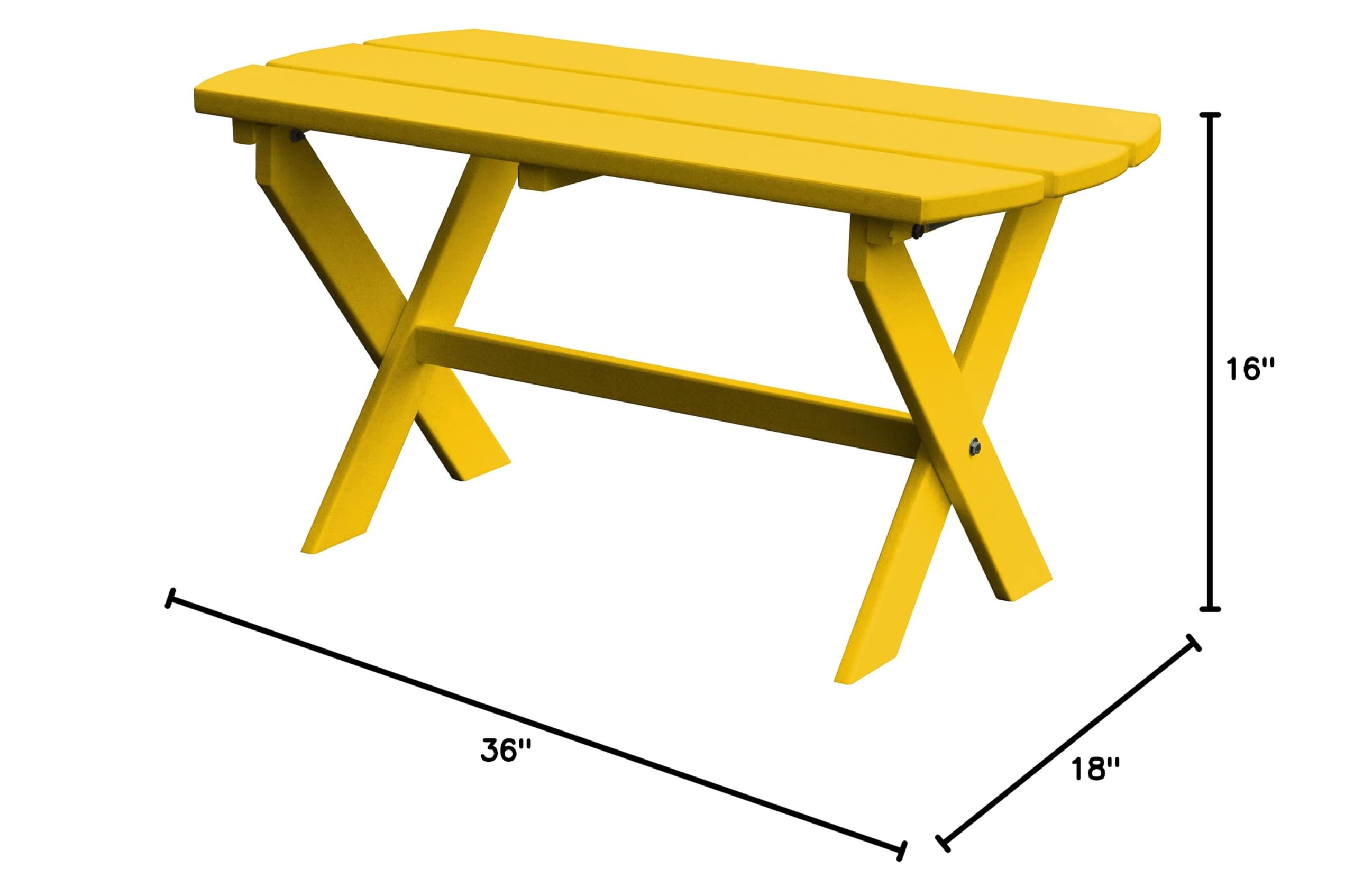 Furniture Barn USA Poly Folding Oval Coffee Table in Lemon Yellow - Perfect for Small Spaces, Patios & Home Decor