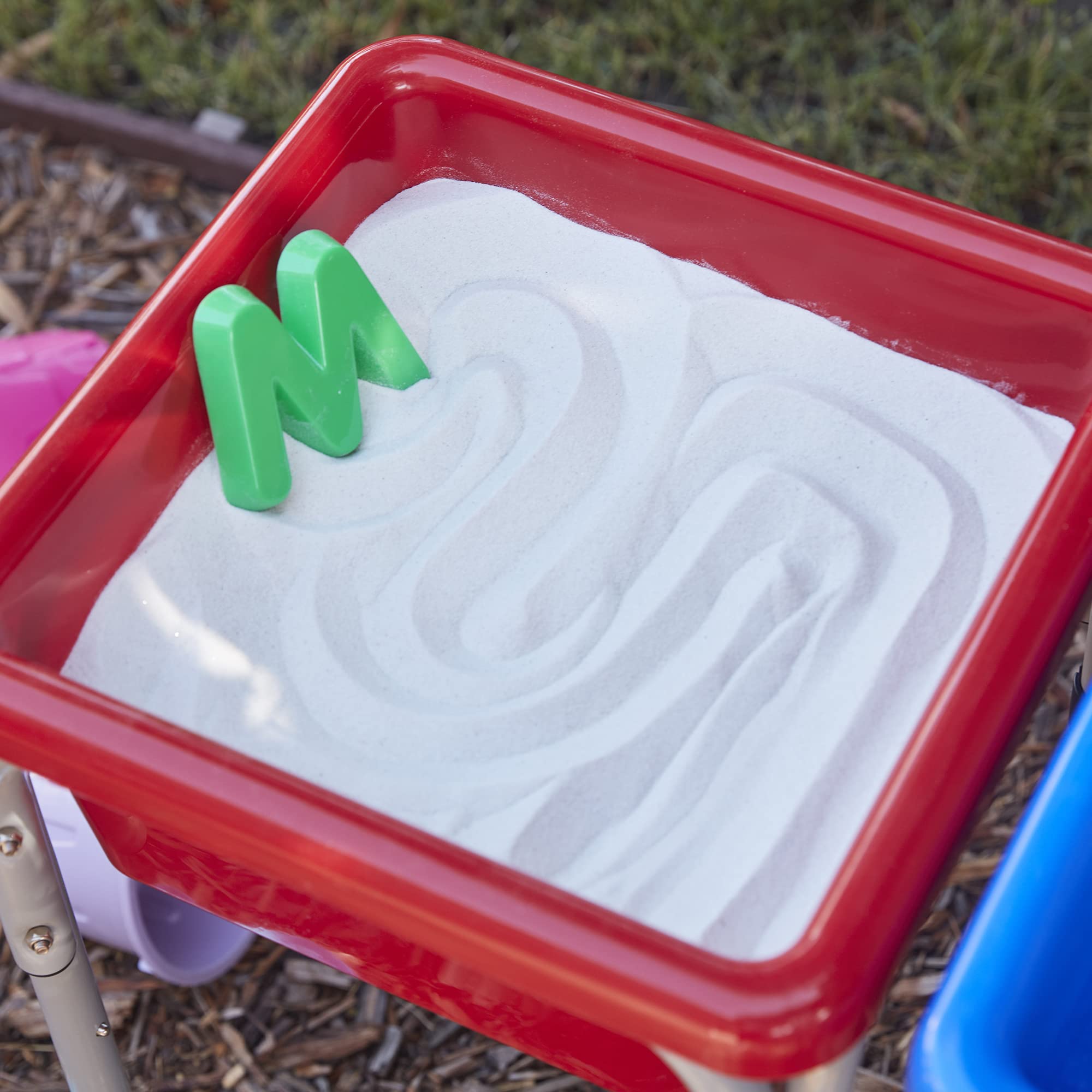 ECR4Kids Adjustable 2-Station Sand and Water Play Table with Sensory Bins - Blue & Red for Kids Outdoor & Indoor Sensory Play Activities
