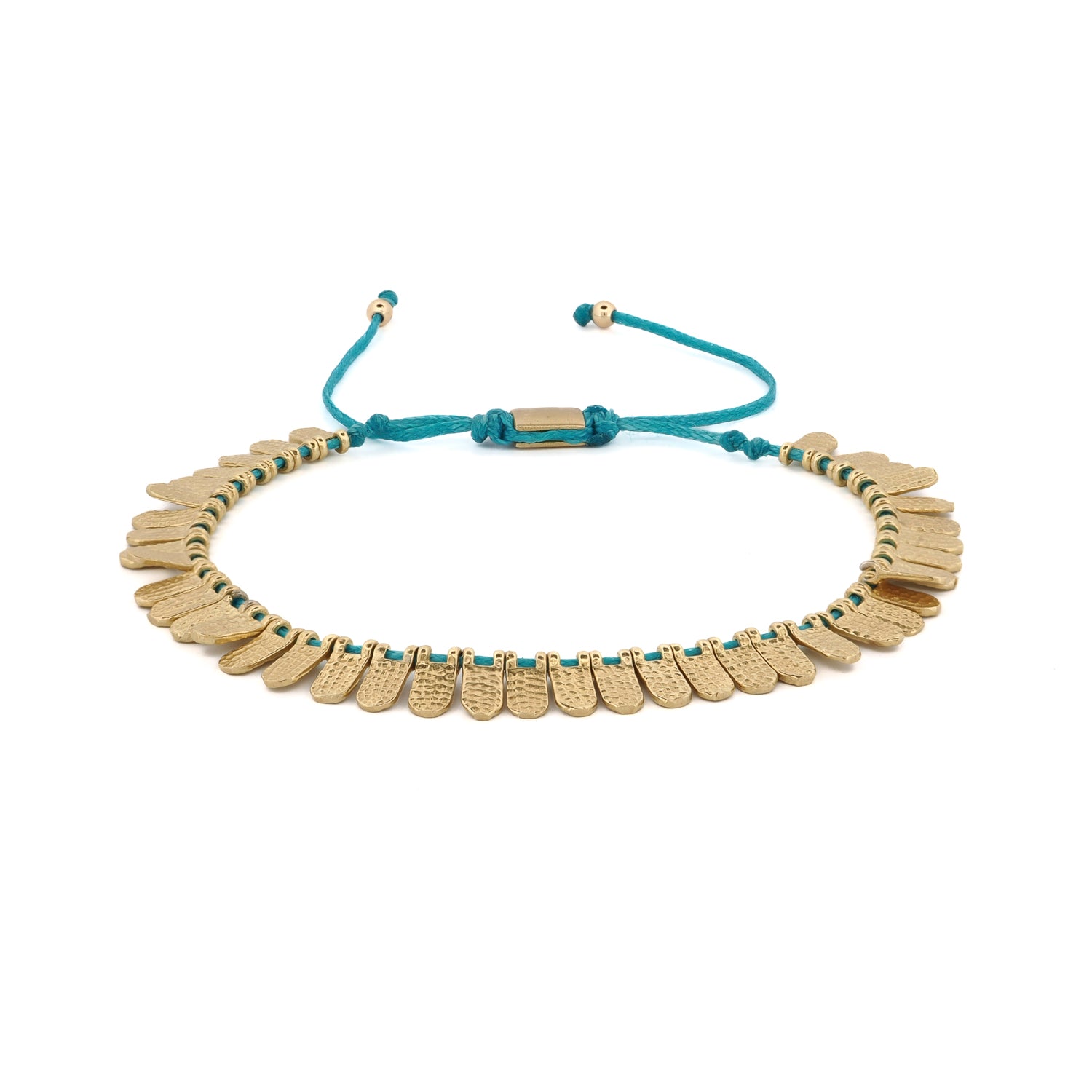 Handmade Fish Scale Turquoise & Gold Cord Bracelet for Women | Boho Chic Adjustable Wrap Bracelet | Perfect for Casual Wear, Festivals & Gifts