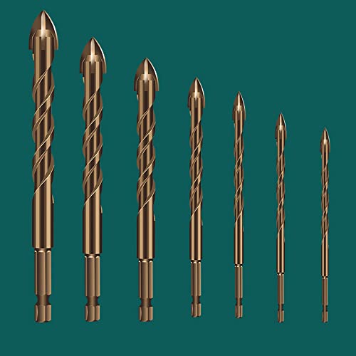 3-12mm Cross Hex Tile Drill Bits Set for Glass, Ceramic, Concrete, Brick - Hard Alloy Triangle Bit Tool Kit for Metalworking - Perfect for DIY Home Renovation, Bathroom Tiling & Masonry Projects