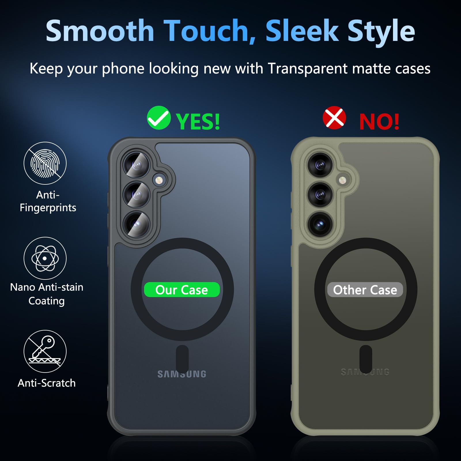 Samsung Galaxy S23 FE Case with Tempered Glass Screen Protector - Magsafe Compatible, Military-Grade Shockproof & Anti-Scratch Protection - Frosted Translucent Bumper Cover for Everyday Use, Travel & Outdoor Activities