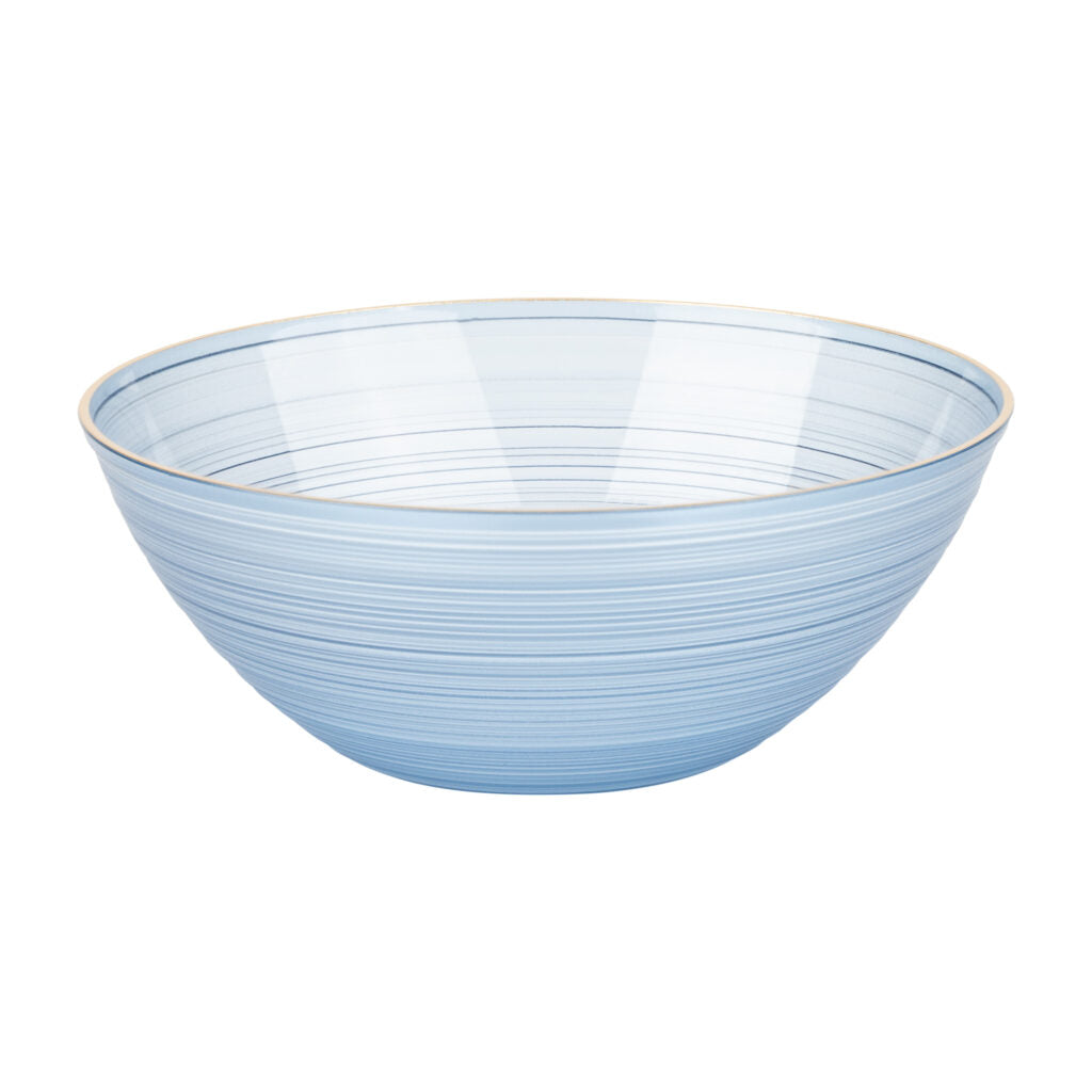 12 oz. Blue Transparent and Gold Round Soup Bowls - Set of 10, Crystal Design - Elegant Serving Bowls for Soup, Salad, Dessert, and Party Dishes
