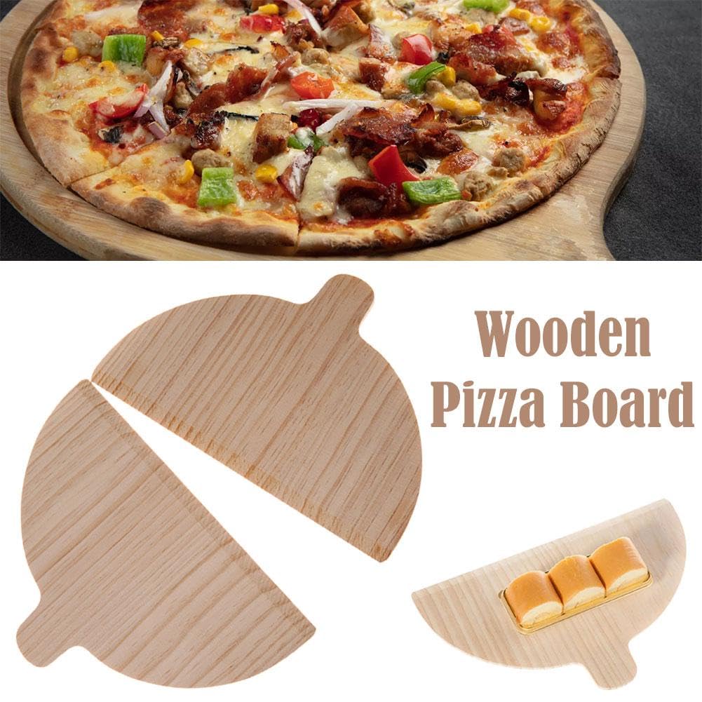 Premium Wooden Pizza Peel Set - 2-Piece Half Round Solid Wood Pizza Board & Paddle for Perfect Cheese & Baking | Oven & Wood-Fired Pizza Making Essential | Ideal for Home Kitchens & Pizzerias