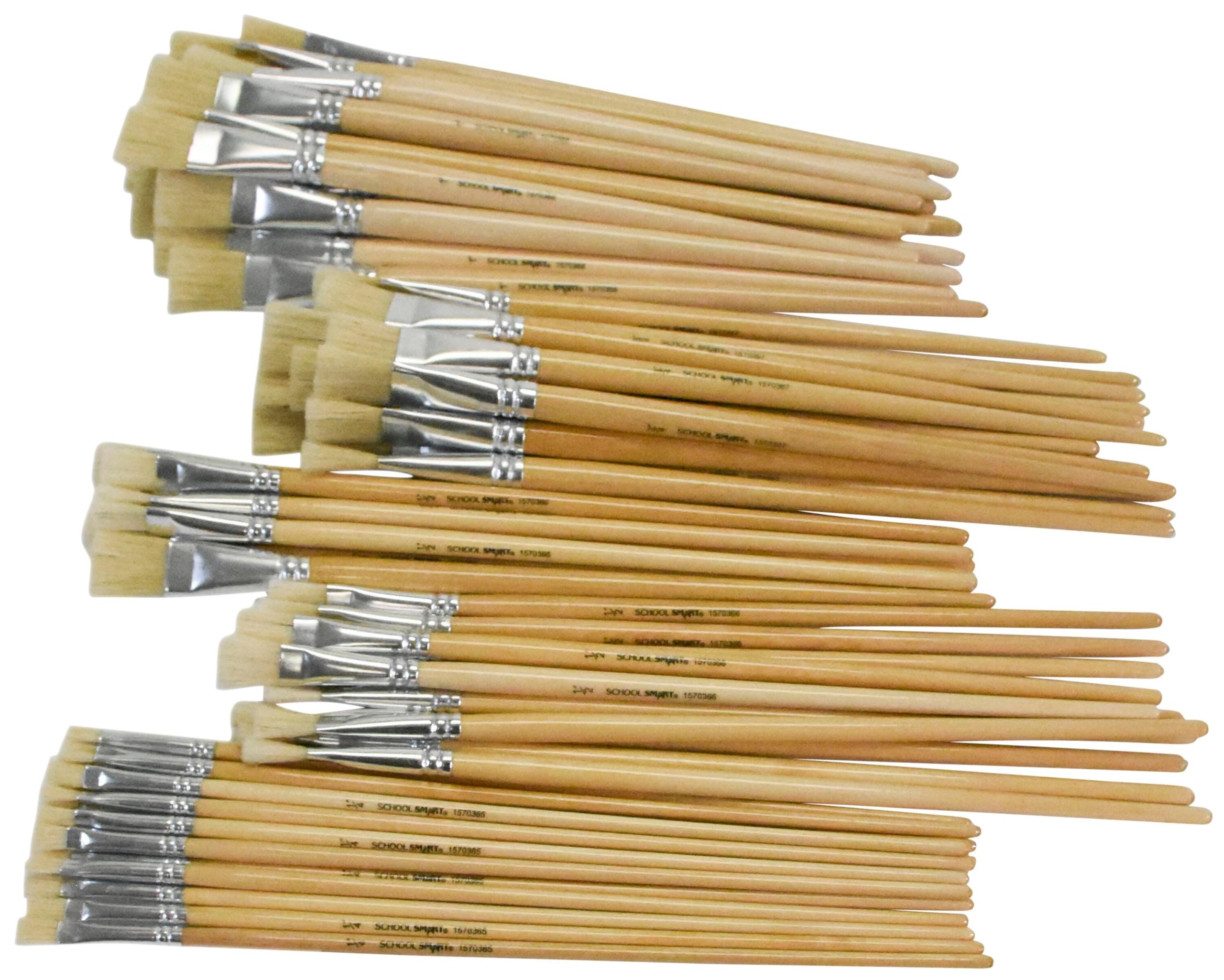 School Smart Interlocked White Paint Brushes Bulk Set of 72 - Assorted Sizes for Classroom, Art Projects & DIY Crafts - Perfect for Kids Painting, Watercolor, Acrylic & School Art Supplies
