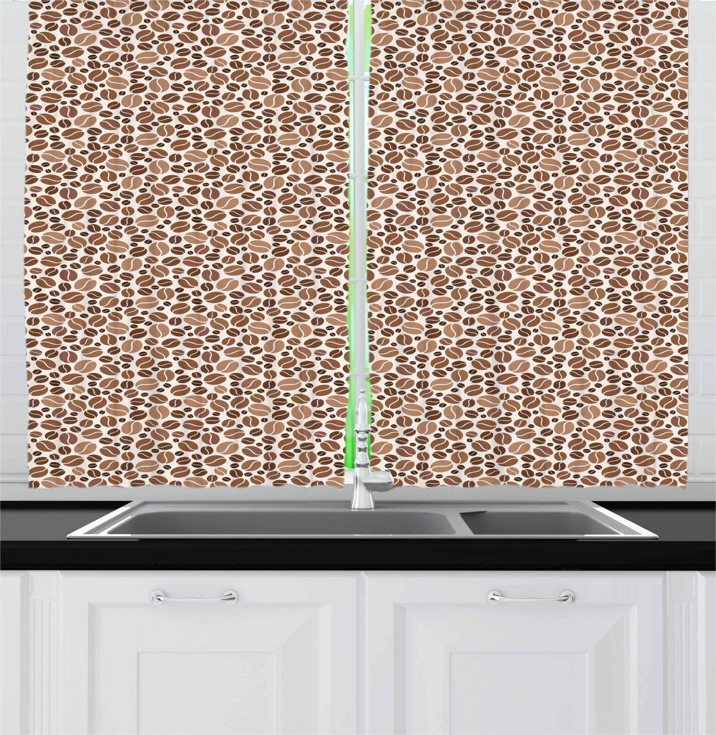 Ambesonne Earth Tone Kitchen Curtains - 2 Panel Set, 55