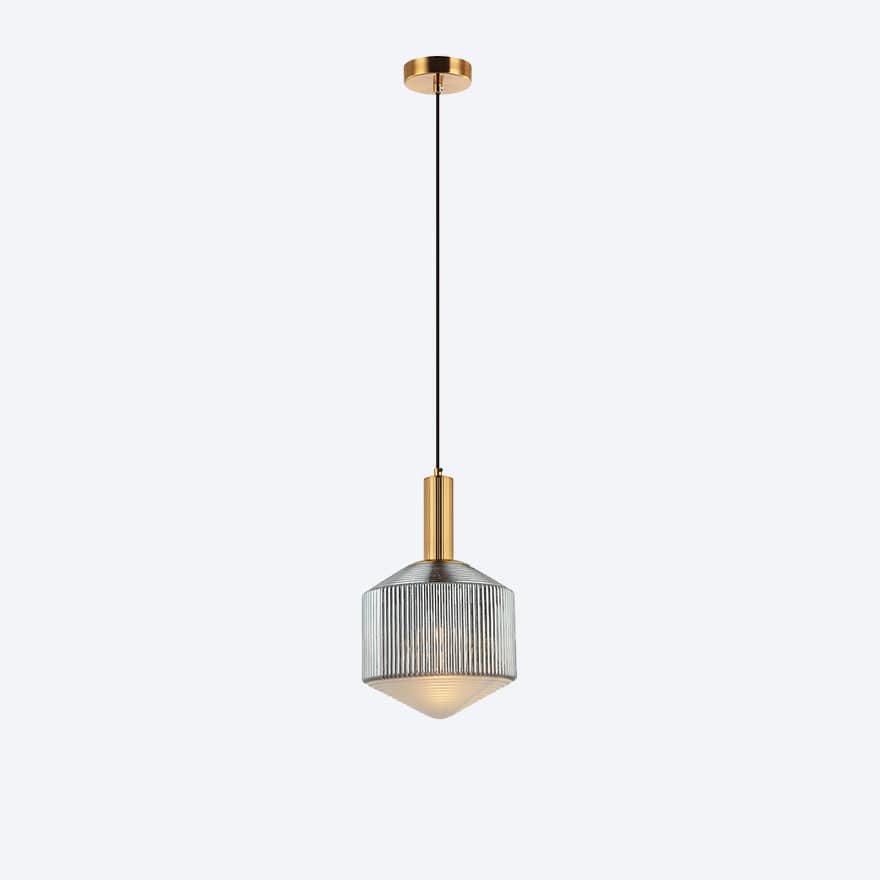 Camilla Glass Ribbed Pendant Light - Elegant Hanging Fixture for Dining Room, Kitchen Island & Bedroom Decor