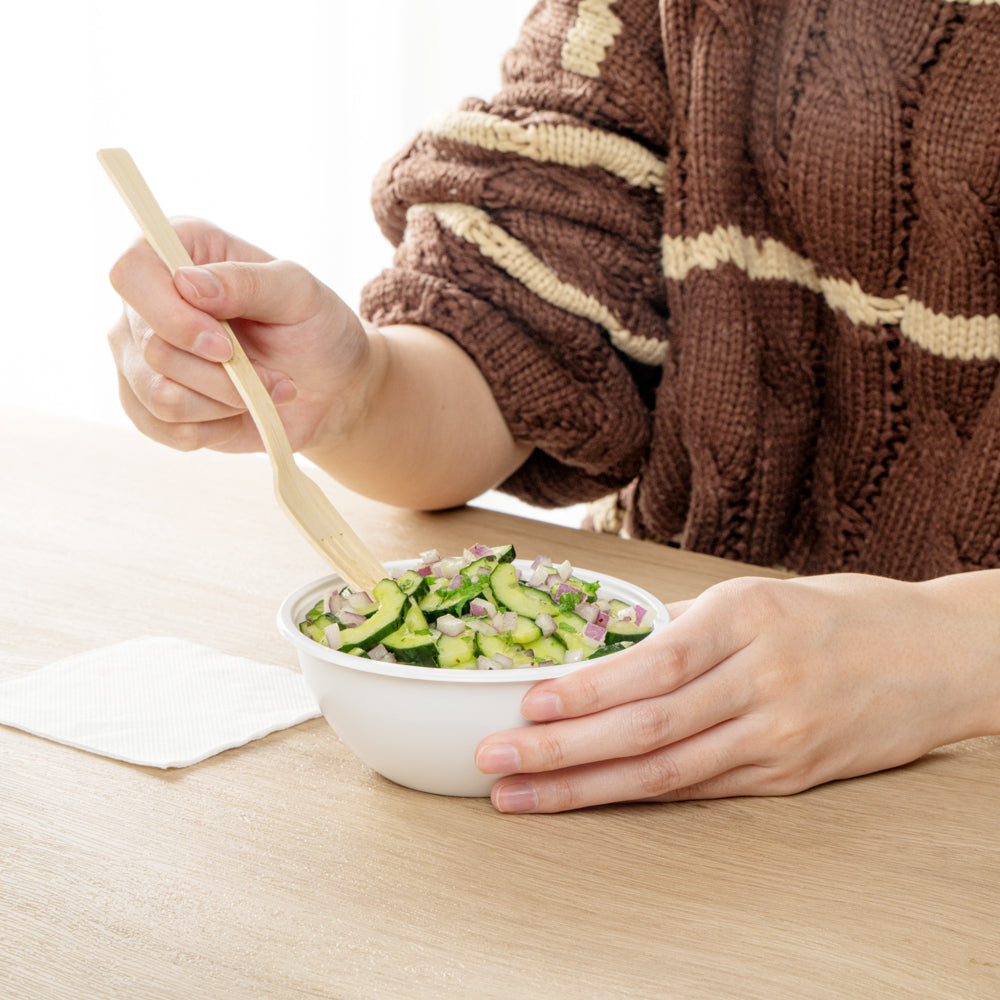 7 oz Round White Plastic Salad Bowls - 5