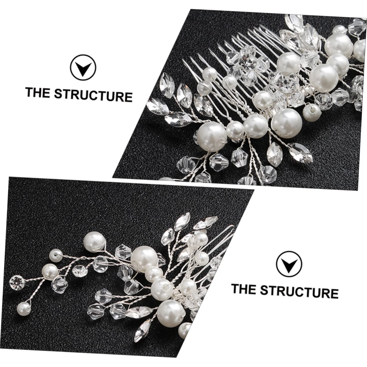 Elegant Bride Pearl Hair Comb - Rhinestone Bridal Headdress for Weddings