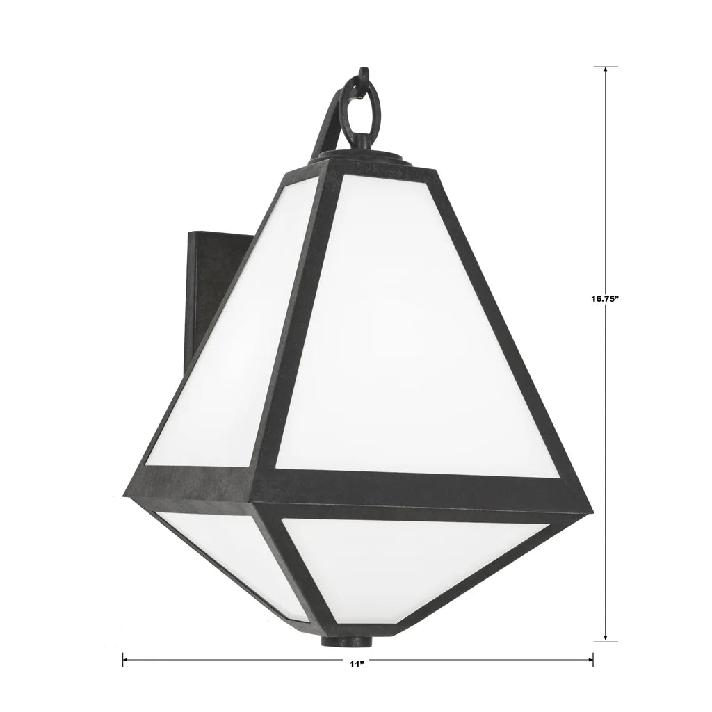 Brian Patrick Flynn Glacier 2-Light Outdoor Wall Sconce - 11x16.75 Inch Stainless Steel & Glass Black Charcoal Finish - 120V with 2 E26 Medium Base LED Bulb Sockets - Perfect for Patio, Garden, Porch, Entryway and Exterior Wall Lighting