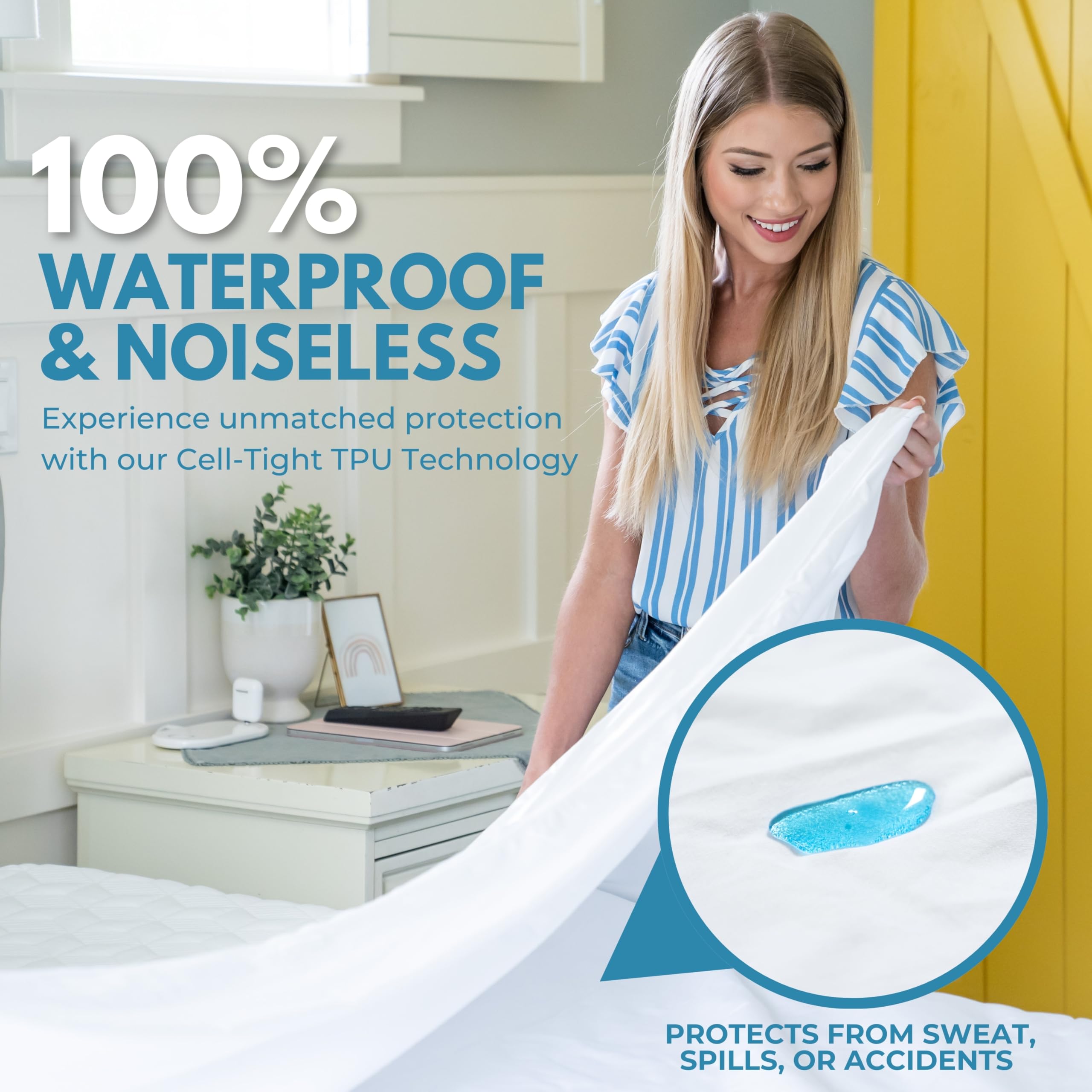 Rest Line Premium Waterproof Zippered Mattress Encasement - Twin Size 39x75 Inches, 100% Cotton Hypoallergenic Bed Bug Proof Mattress Cover with Invisible Zipper, Soft & Breathable for Beds up to 15