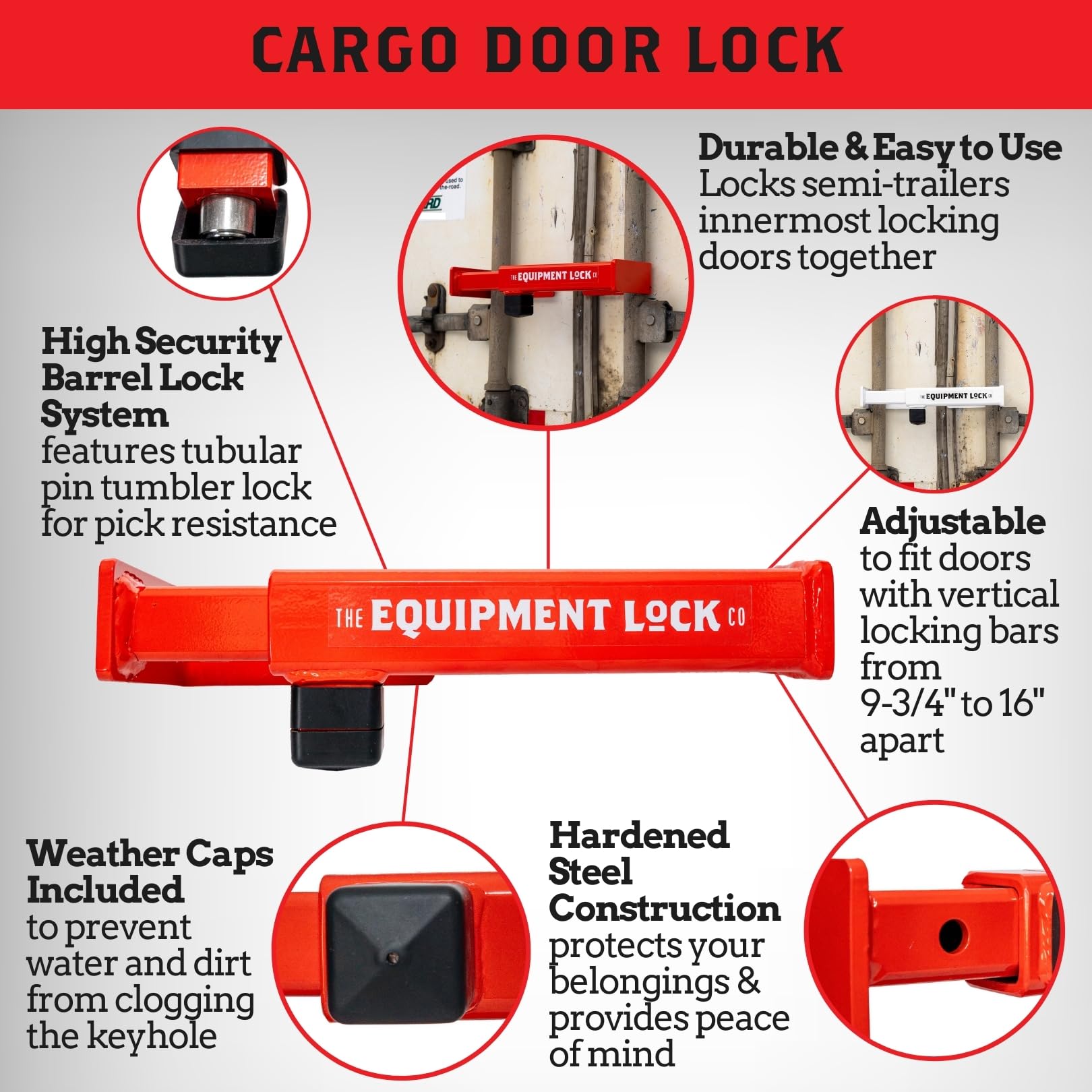 High Security Equipment Lock & Cargo Door Lock - Powder Coated Steel Semi Trailer Door Lock | Heavy Duty Truck Accessories & Trailer Security (Keyed Differently) | Ideal for Semi Trucks, Trailers, and Commercial Vehicle Protection