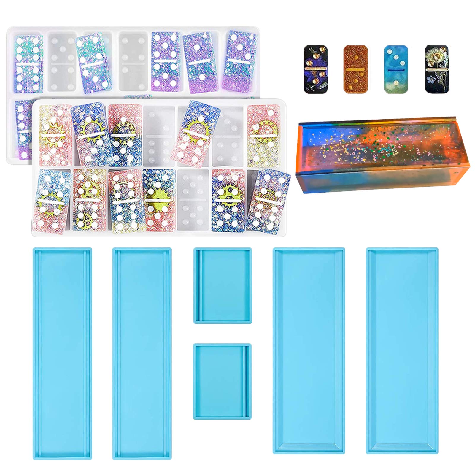 Epoxy Resin Domino Molds Set - DIY Craft Silicone Molds for Jewelry, Keychains & Home Decor - Perfect for Resin Casting, Storage Box Making & Art Projects