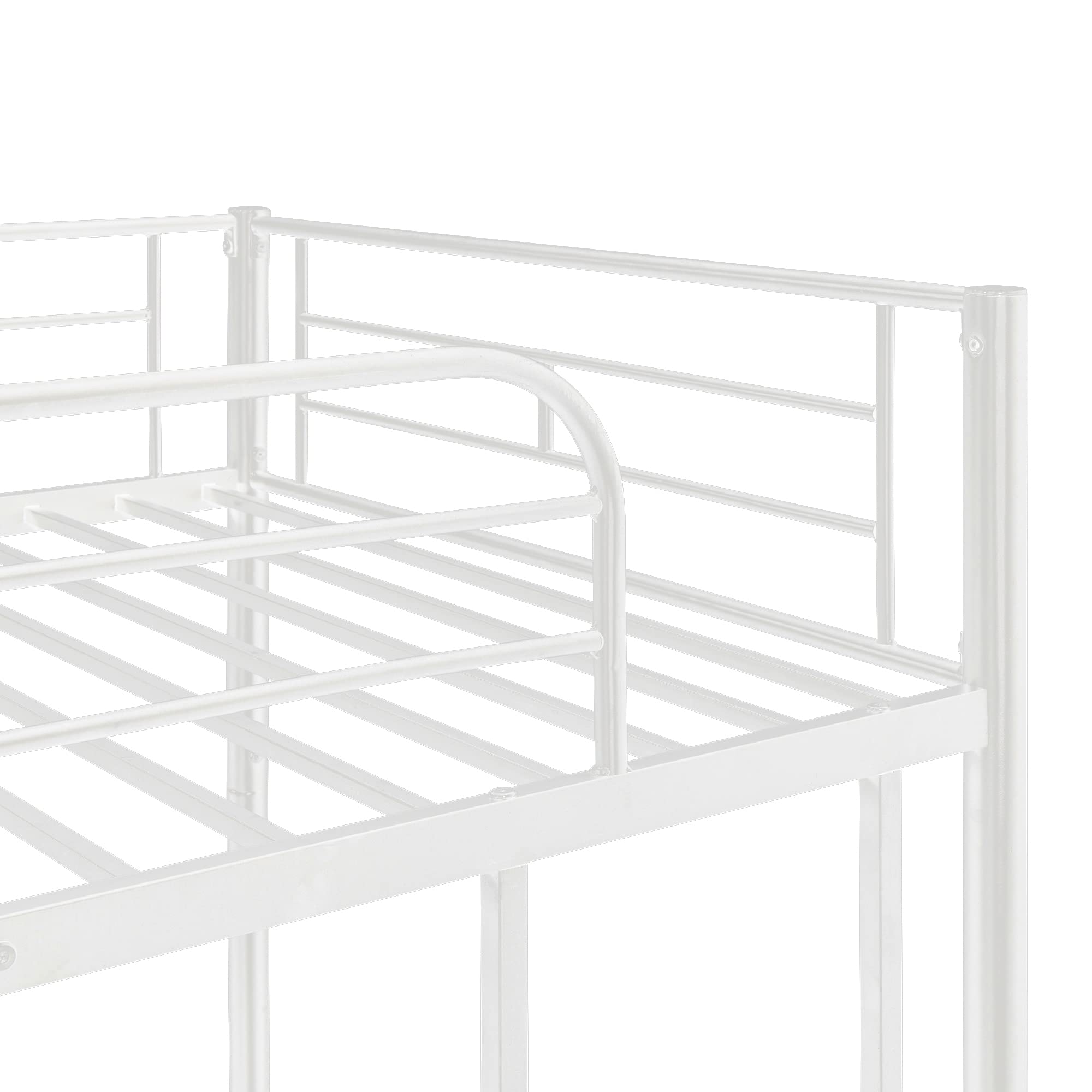 P PURLOVE Twin Over Twin Metal Bunk Bed with Trundle & Ladder - Convertible to 2 Separate Beds, Space-Saving Design, No Box Spring Required, White - Perfect for Kids' Bedrooms, Guest Rooms & Small Spaces