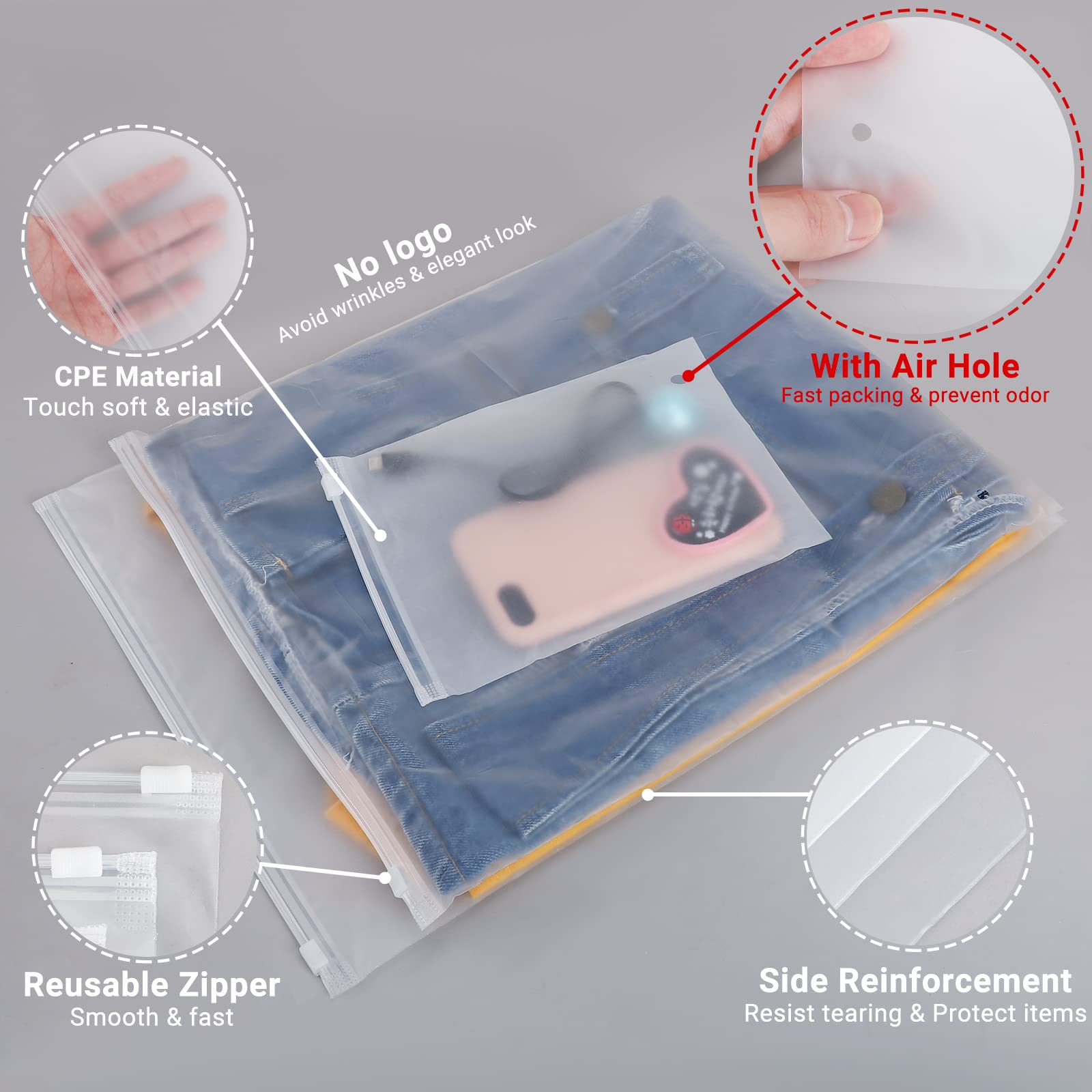 100 Pack 8x10 Inch Resealable Ziplock Plastic Bags for Swimsuits, Clothes, Bikinis & Underwear - 3 Mil Thick Storage Bags with Zipper for Small Business Packaging & Travel Organization | Perfect for Retail Stores, Laundry Storage & Vacation Packing