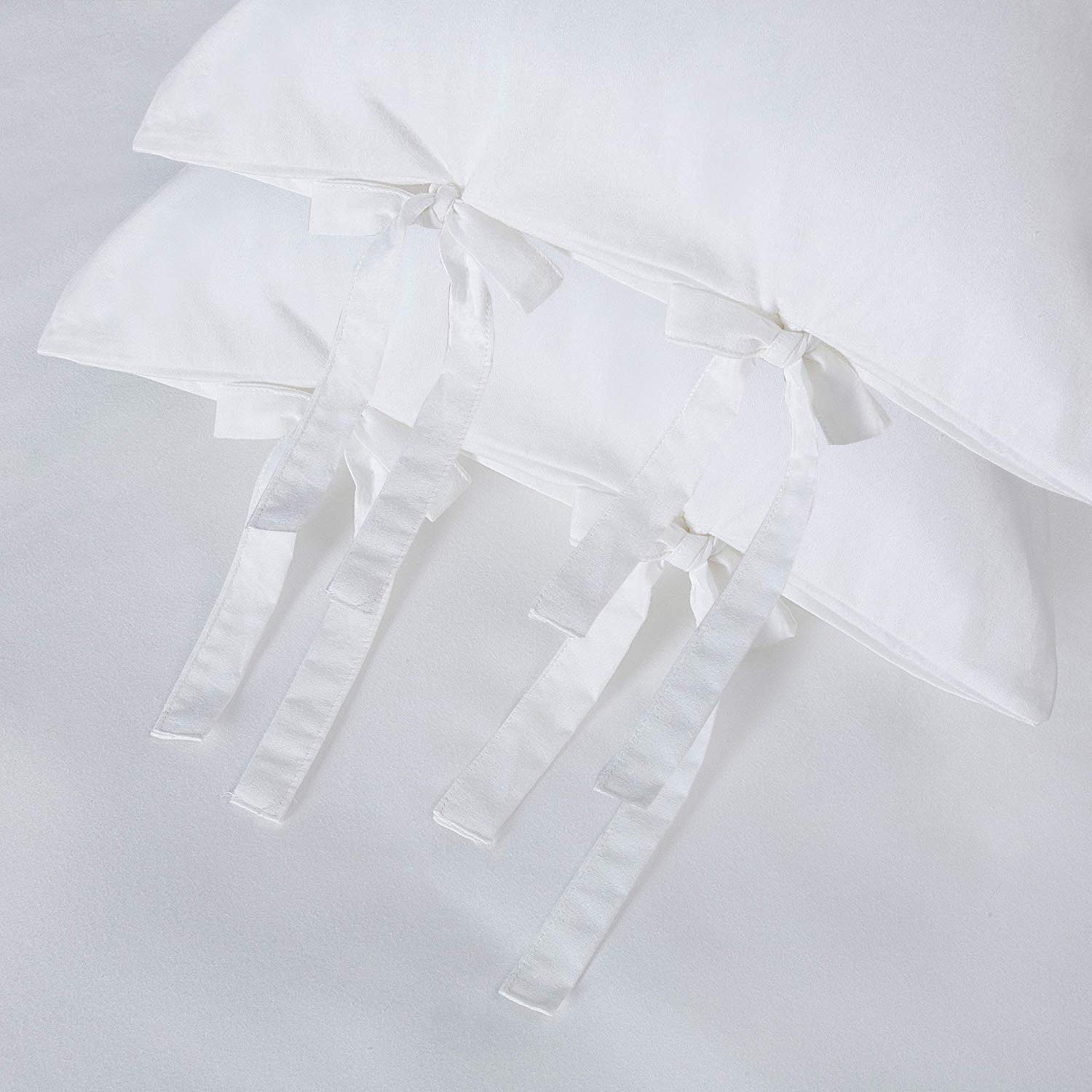 Premium White King Size Pillowcases with Bow Ties - 100% Pure Cotton Set of 2 - Luxury Bedding for Home, Hotel, and Gift Giving