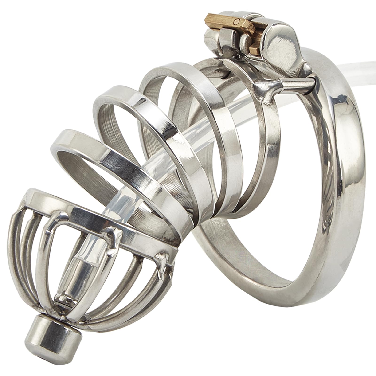Stainless Steel Male Chastity Cage with 1.97 Inch Ring & Invisible Lock - Secure Cock Cage Device for Penis Exercise, BDSM Play and Abstinence Training - Perfect for Couples Bondage, Role Play and Long-Term Wear