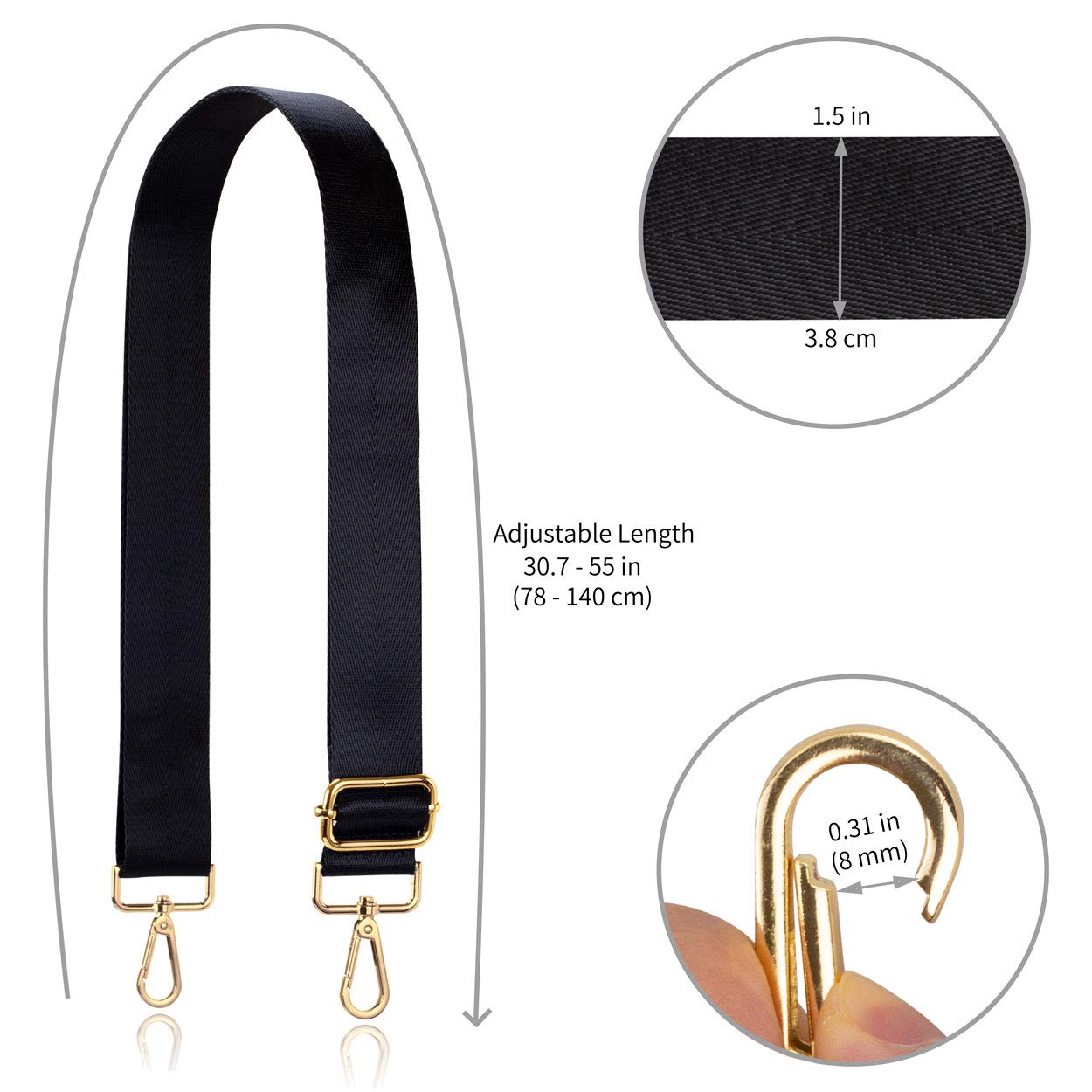 Allzedream Wide Adjustable Crossbody Shoulder Bag Strap Replacement - Perfect for Travel, Shopping & Everyday Use