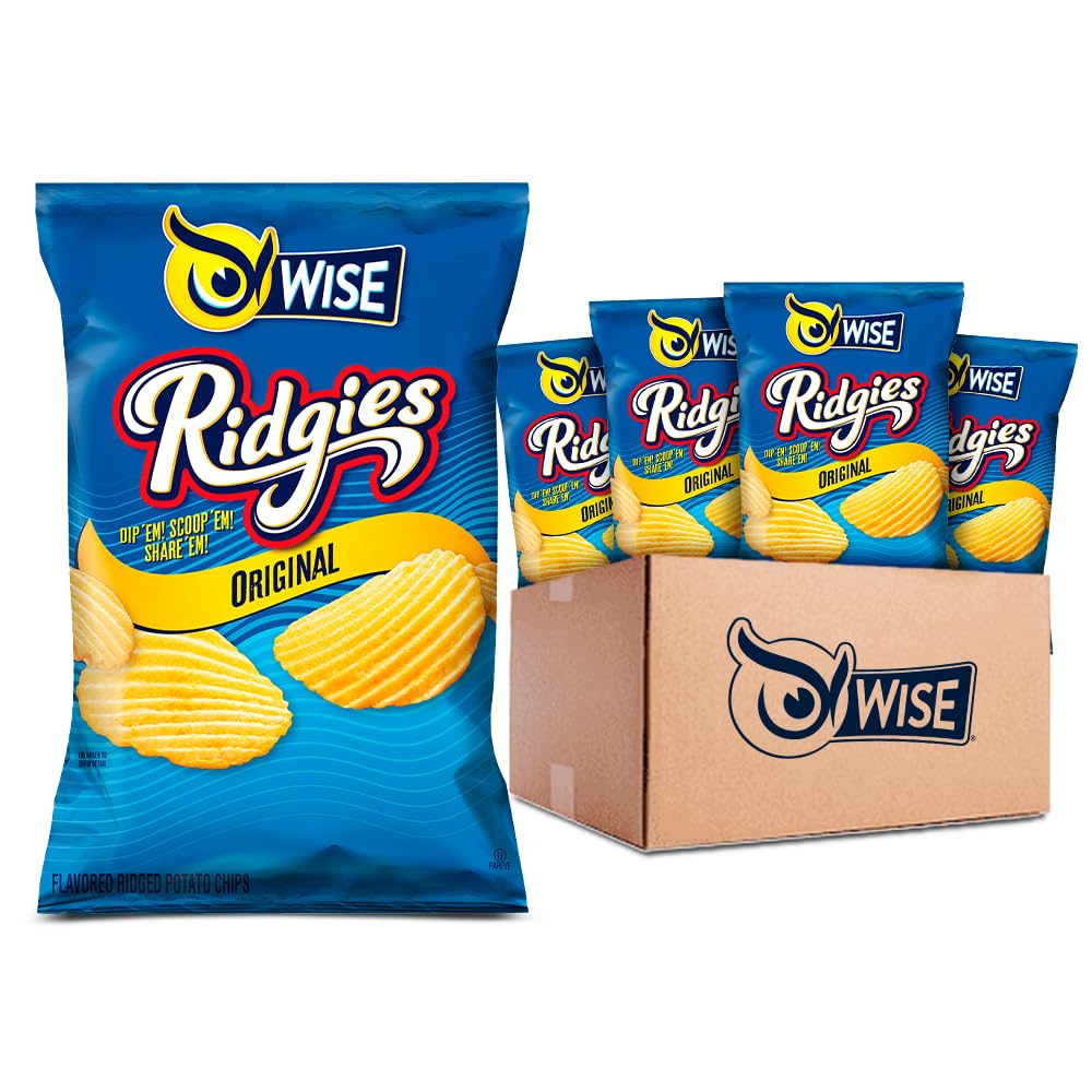Wise Snacks Ridgies Potato Chips - Cheddar & Sour Cream Flavor, 3oz Bags (Pack of 12) | Crunchy Snack for Parties, Picnics & Movie Nights