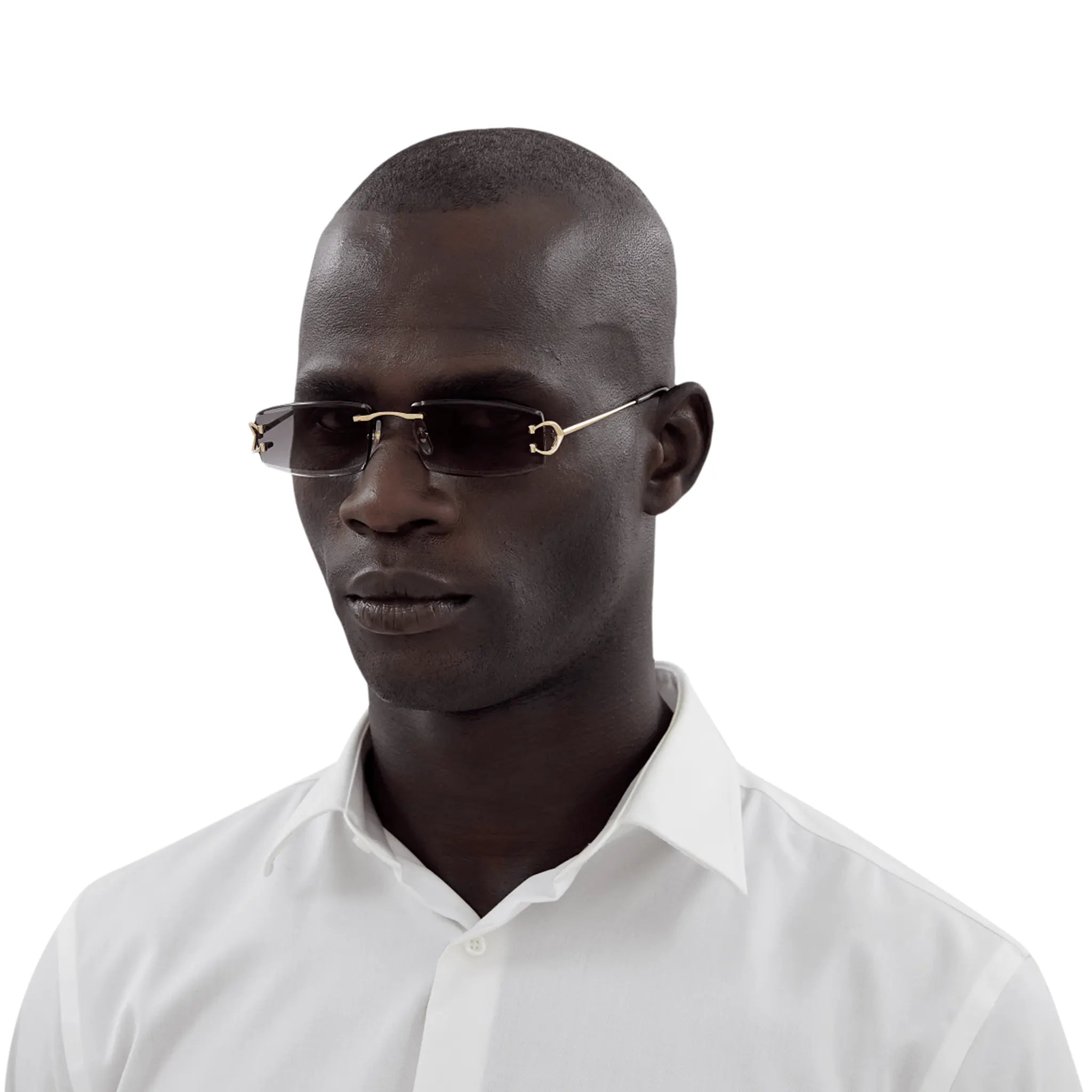 Cartier CT0465S 001 Gold Grey Rimless Sunglasses for Women & Men - Luxury Designer Shades for Driving, Beach & Outdoor Activities
