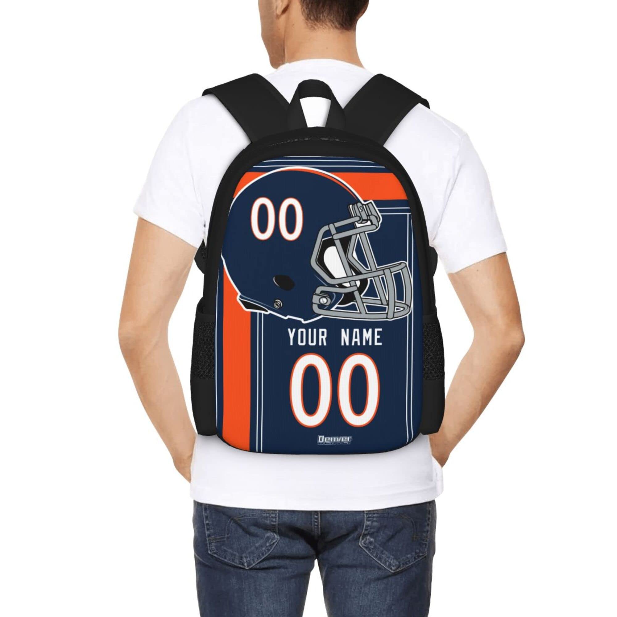 ANTKING Denver Backpack - Customizable High Capacity Backpack with Personalized Name & Number - Perfect Gift for Kids, Men & Sports Fans - Ideal for School, Travel & Game Day