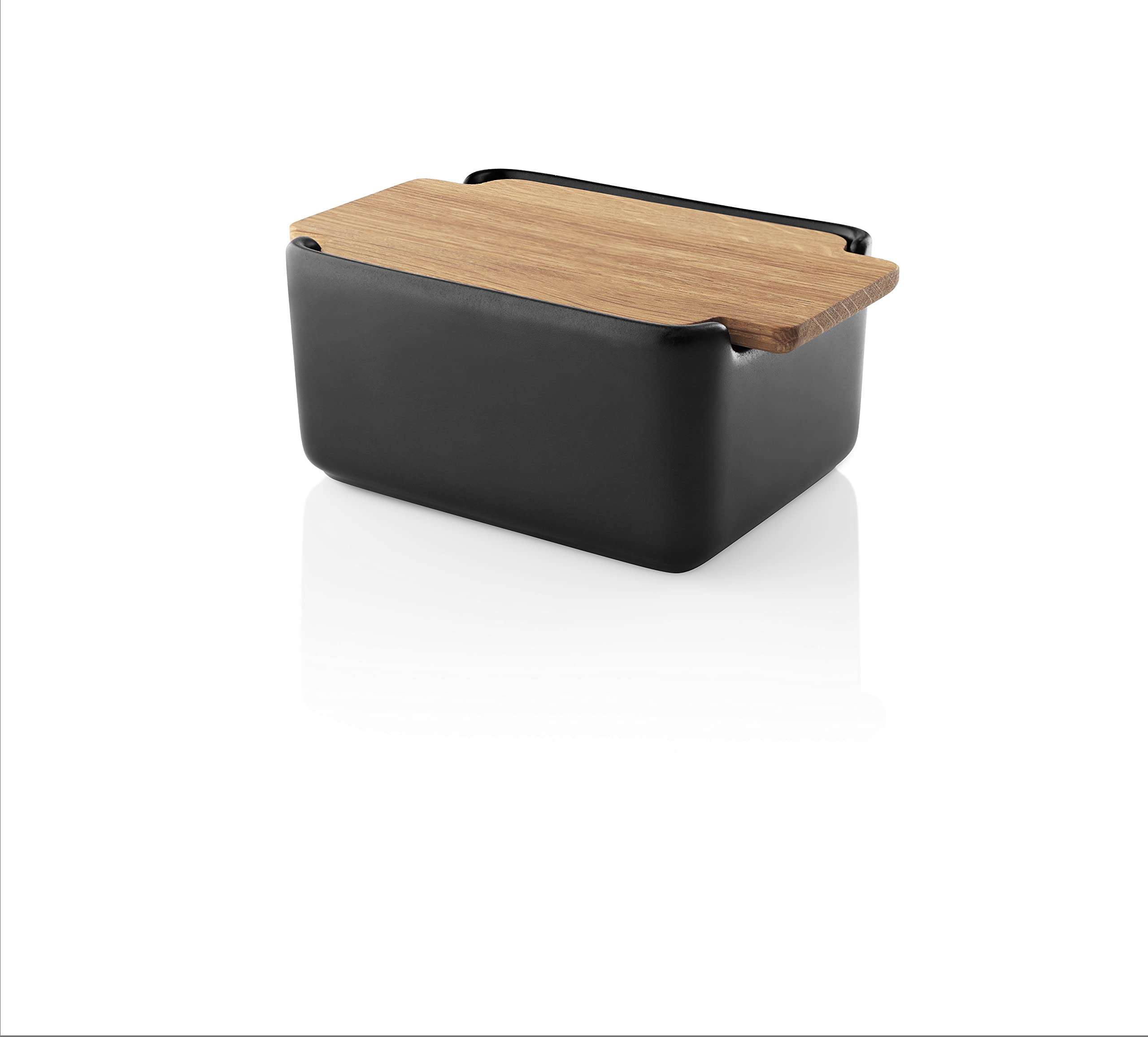 EVA SOLO Nordic Kitchen Butter Dish with Oak Lid - Black Modern Danish Design for Standard Butter Packs | Perfect for Dining Tables, Kitchen Countertops & Gift Giving