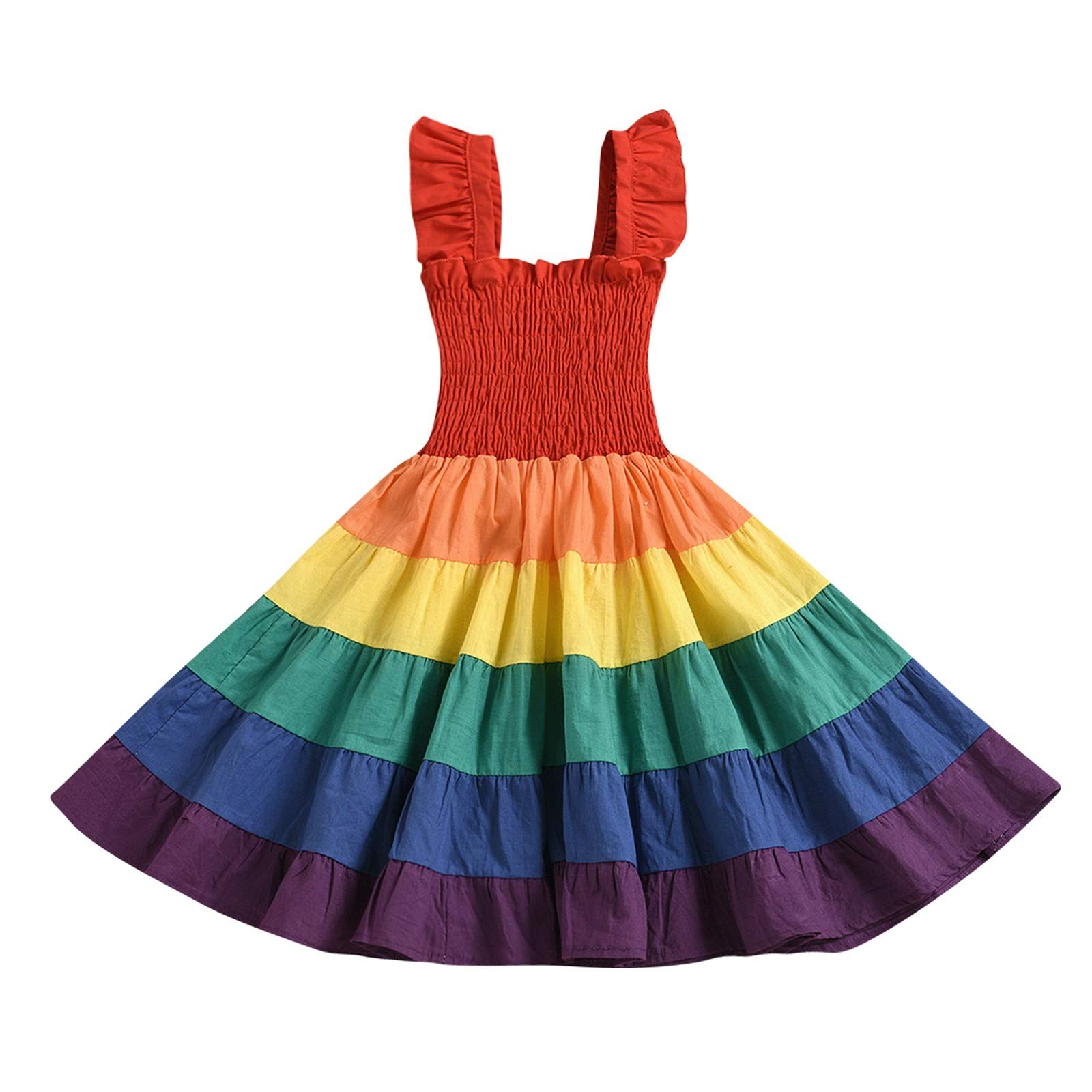 Rainbow Princess Dress for Baby Girls - Summer Beach Boho Outfit
