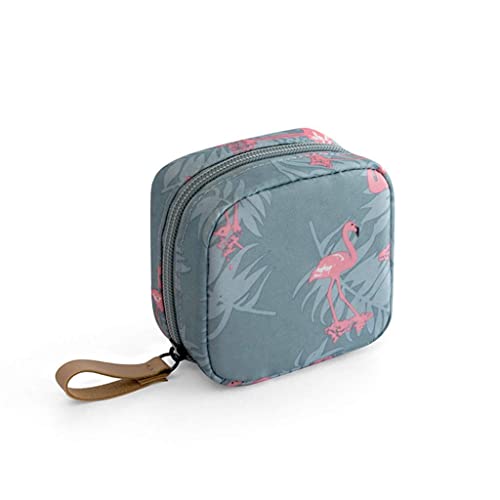 Favria Waterproof Makeup Bag for Women & Girls - Travel Cosmetic Organizer with Grey Flamingo Print, Toiletry Pouch for Vacation, Gym, Work & Daily Essentials Storage