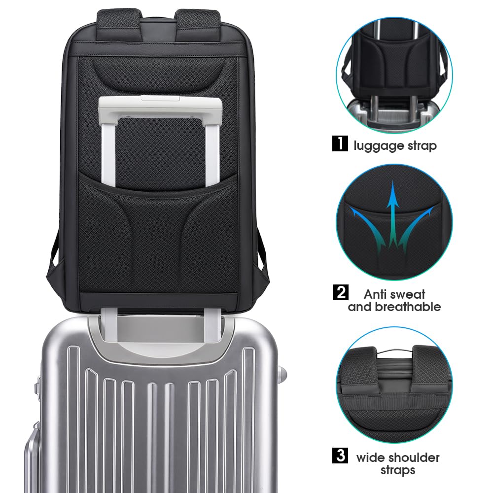 BANGE Anti-Theft Business Laptop Backpack with USB Charging Port - Fits 15.6 Inch Notebook - Water-Resistant Work Backpack for Office, Airplane & Business Travel - Perfect for Professionals, Students & Commuters